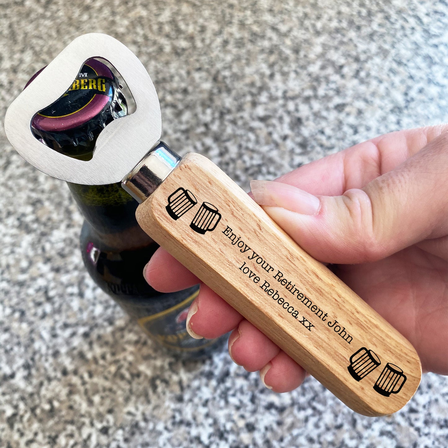 PERSONALISED Retirement Gift For Men Wooden Bottle Opener