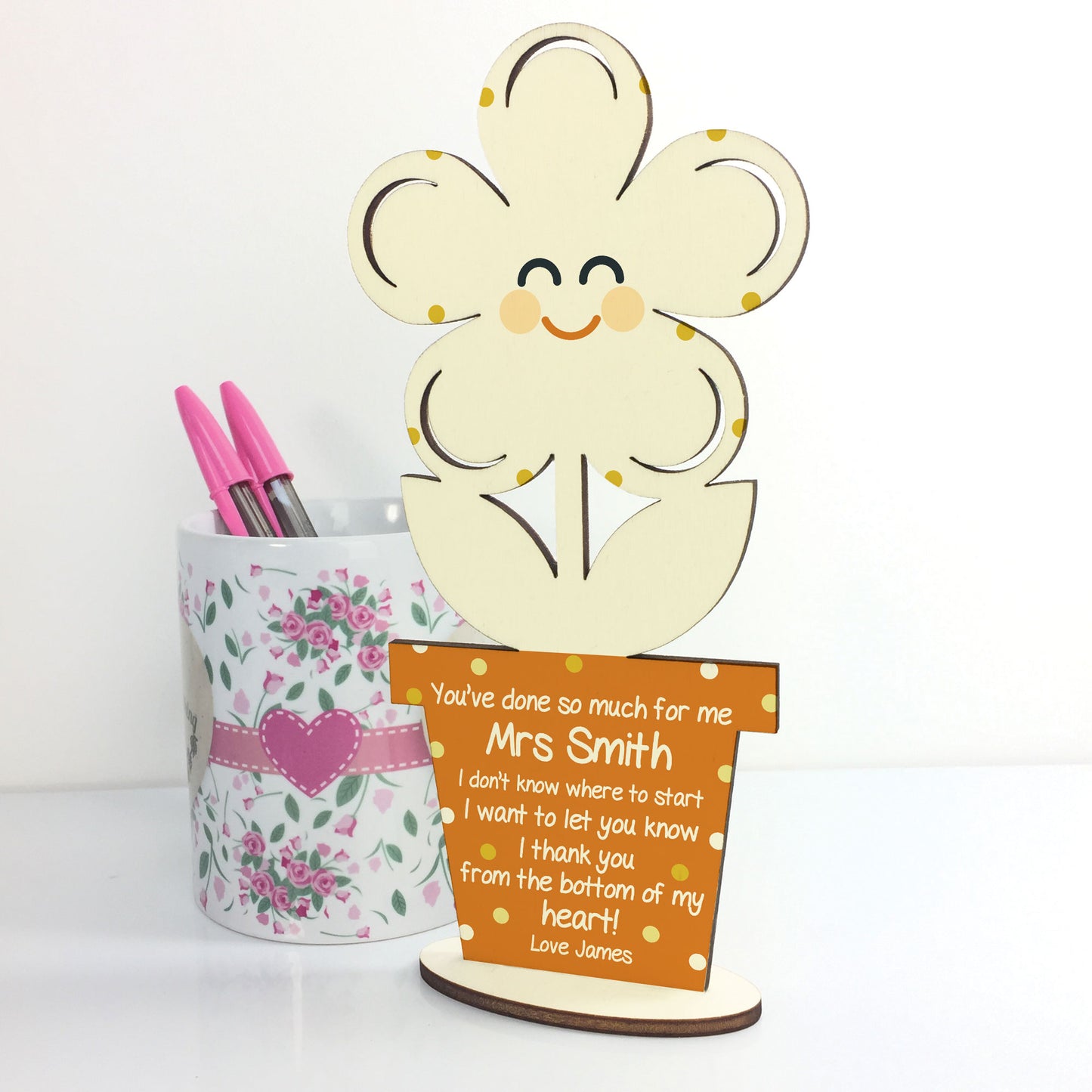 Friendship Gift Thank You Wood Flower Sign Teacher Gifts