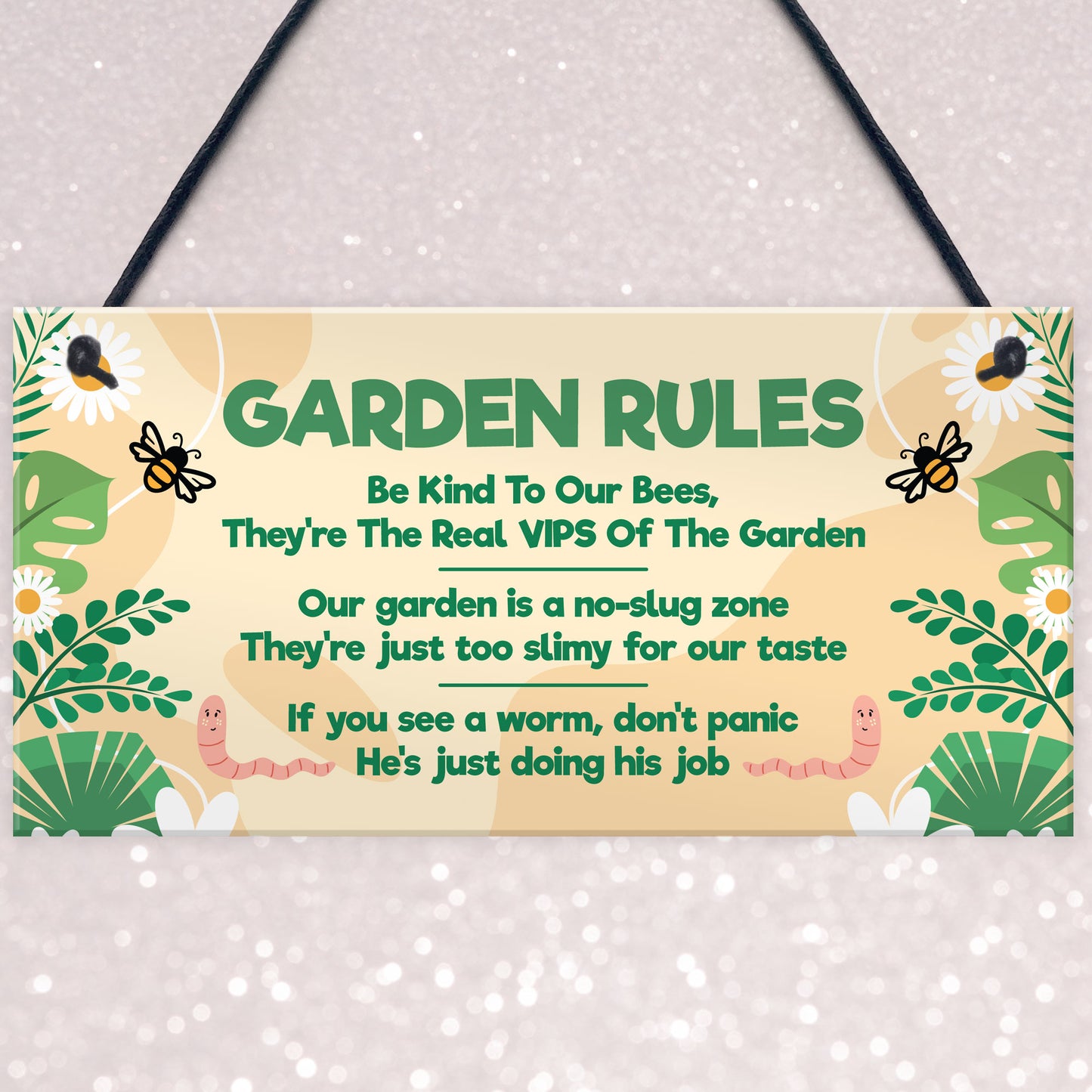 Garden Rules Funny Hanging Sign For Gardening Enthusiasts