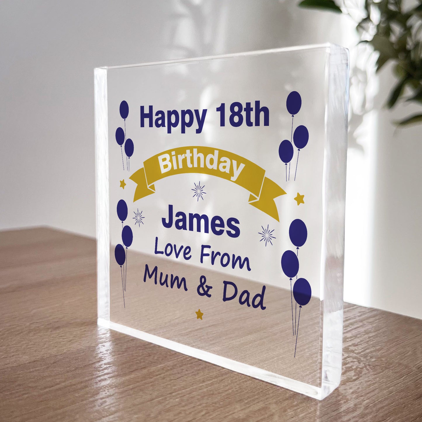 Personalised Birthday Gift For Him Men Acrylic Block 16th 18th