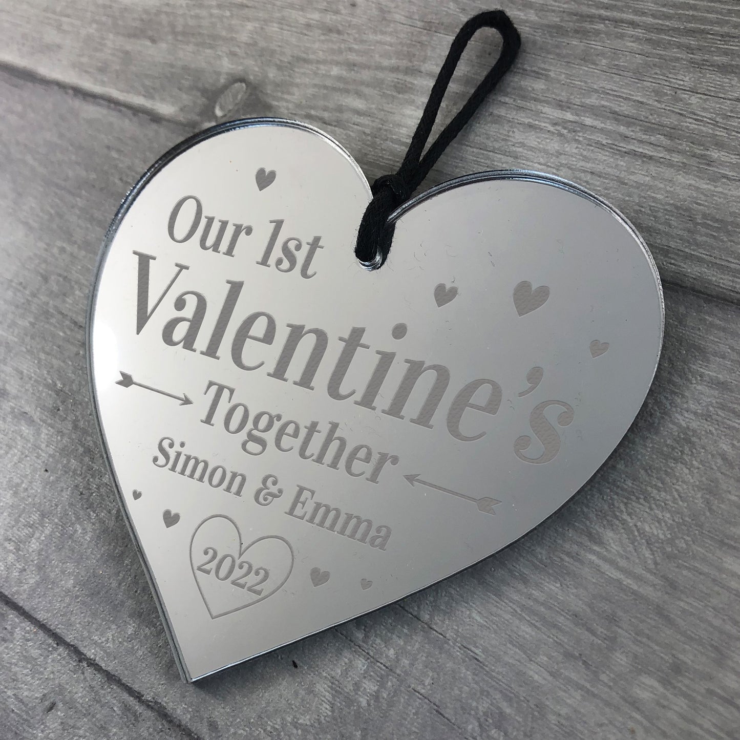 1st Valentines Day Together PERSONALISED Engraved Heart Gifts