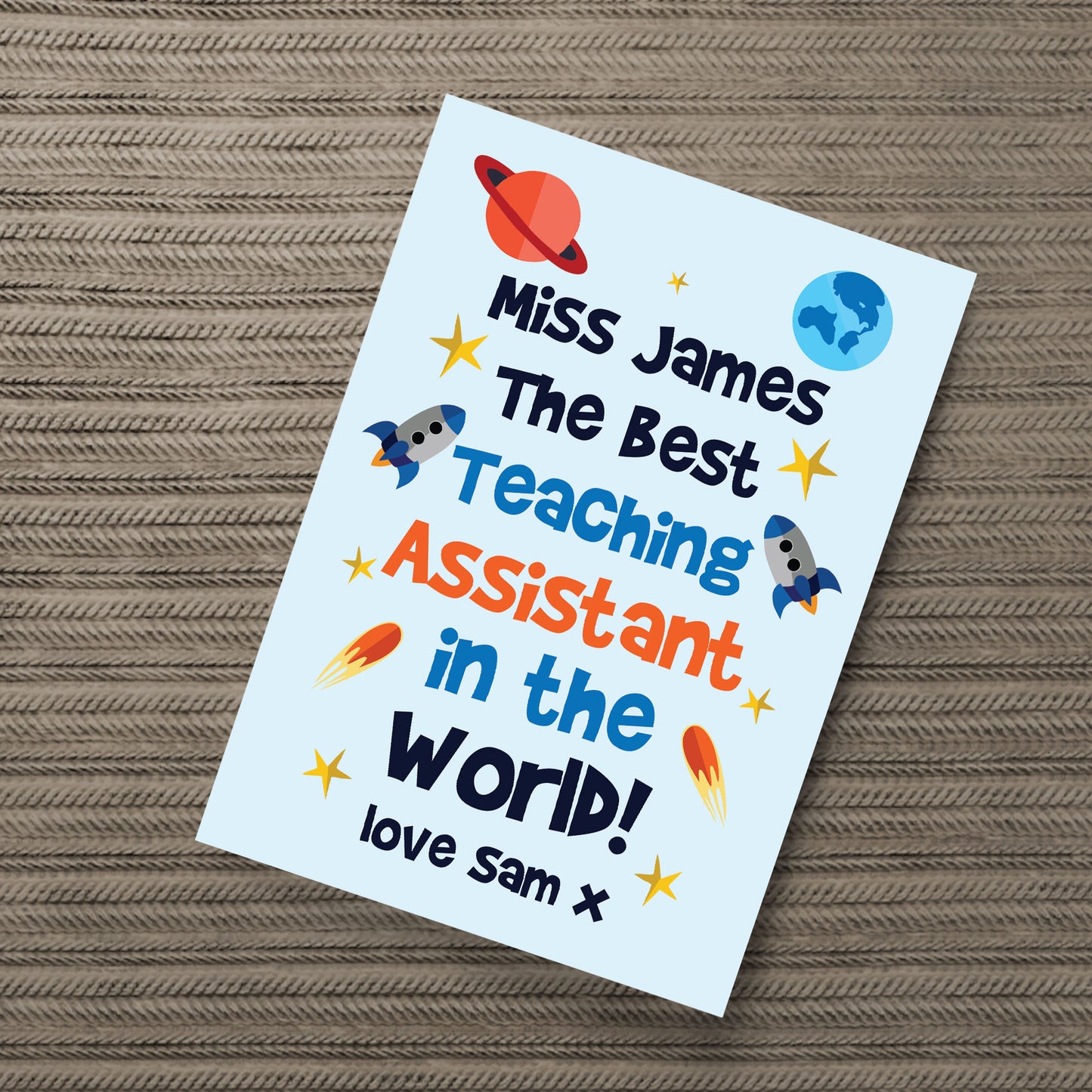 Personalised Teaching Assistant Gift Space Print Thank You