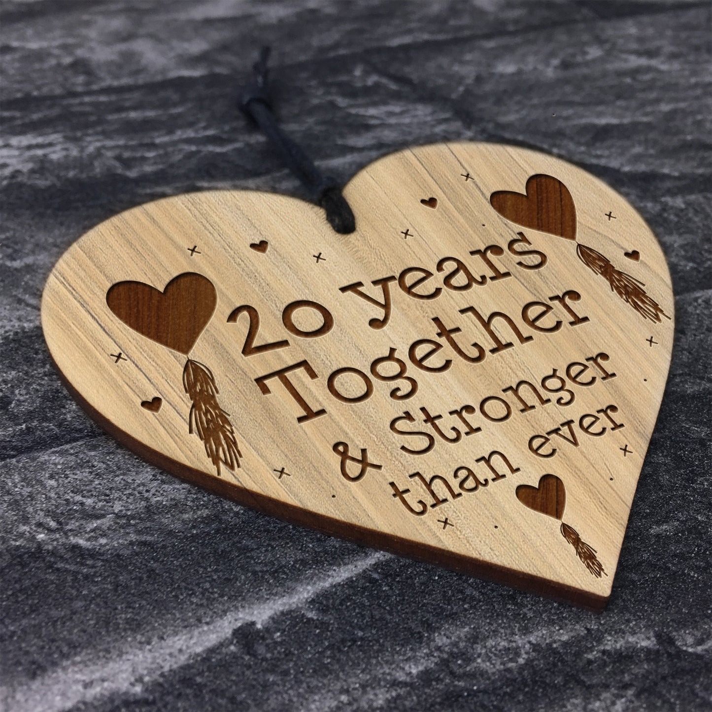 20th Anniversary Gifts Engraved Heart Husband Wife Anniversary