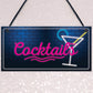 Cocktail Neon Effect Hanging Plaque Home Bar Pub Sign Friendship