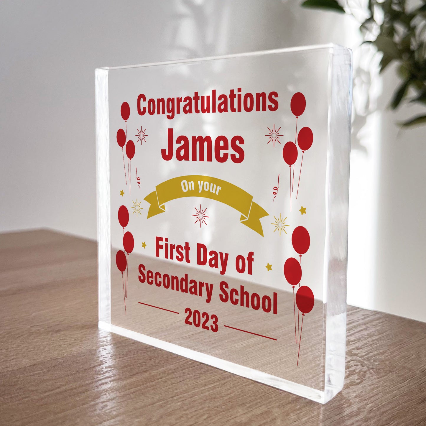 Good Luck First Day Of Secondary School Personalised Block