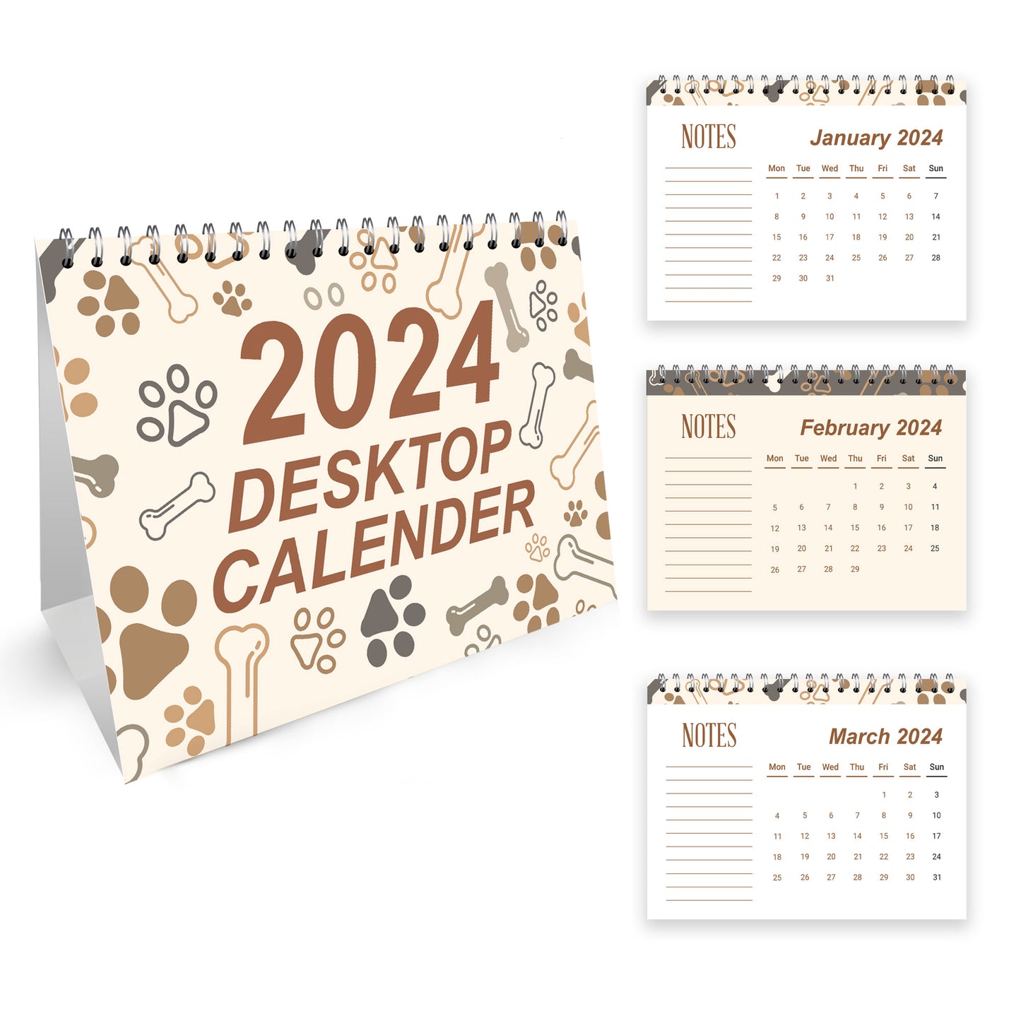 2024 Dog Themed Calendar A5 Free Standing Month To View Office