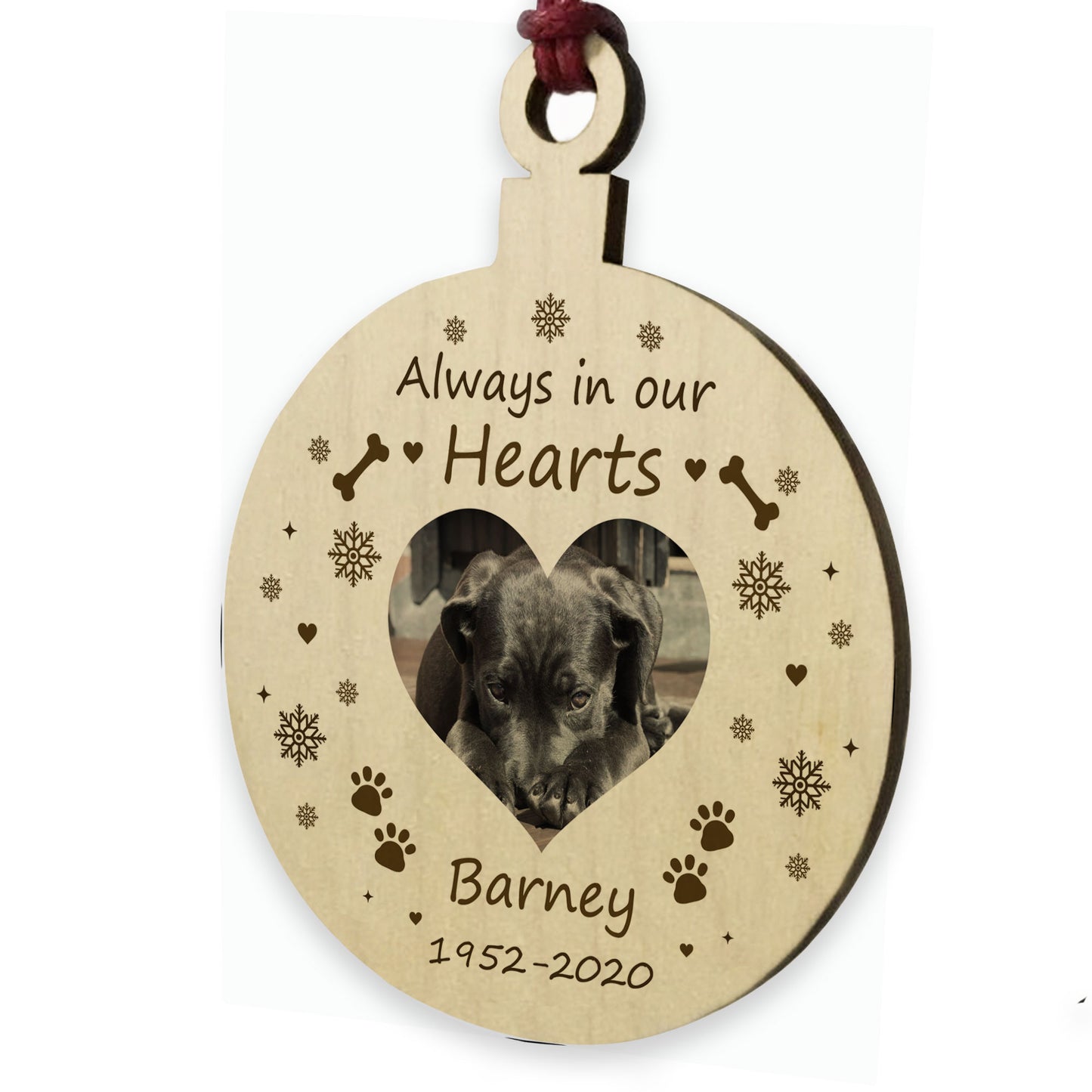 Always In Our Hearts PERSONALISED Pet Memorial Hanging Bauble