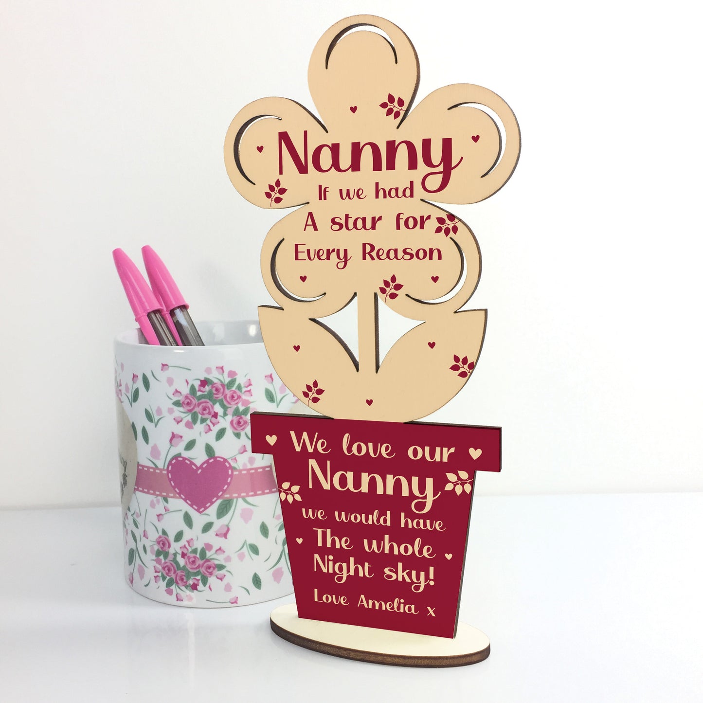 Special Gift For Nanny Birthday Mothers Day Wooden Flower