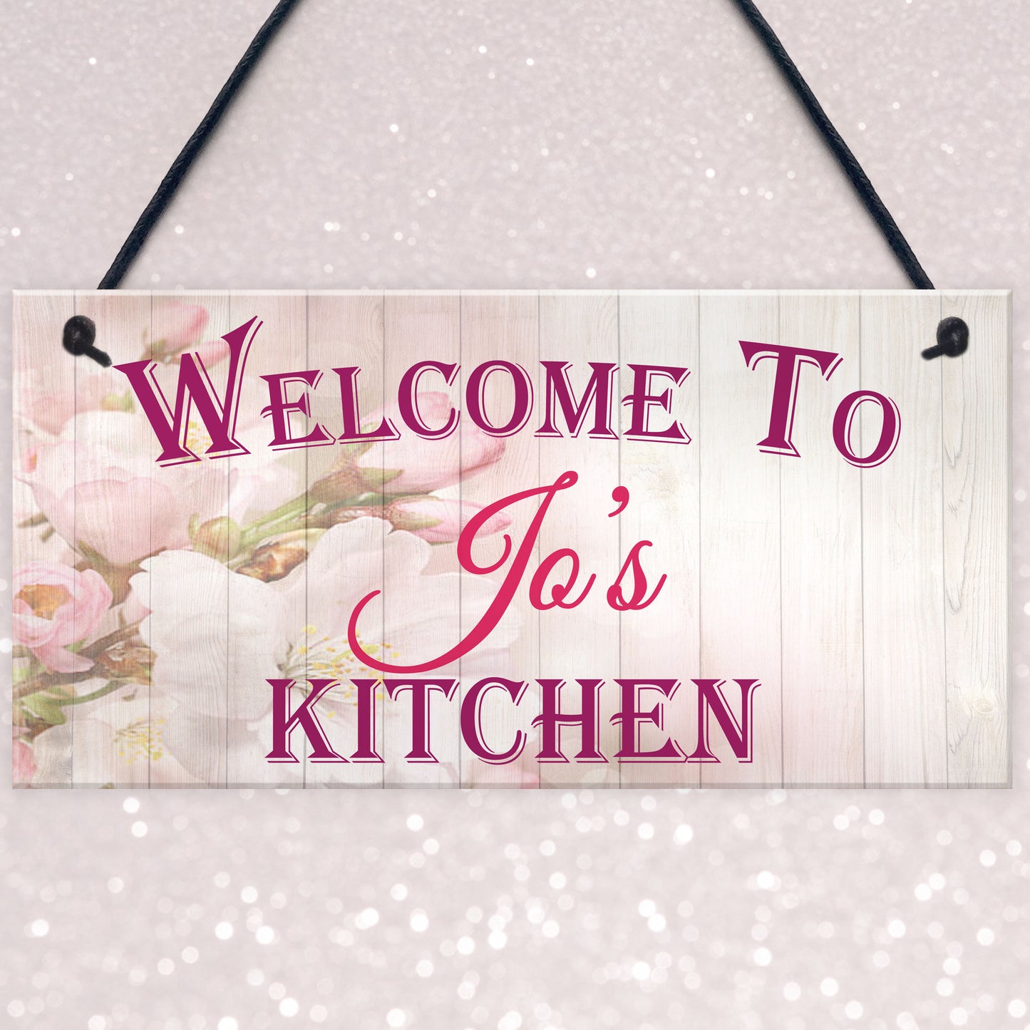 Personalised Kitchen Welcome Hanging Plaque