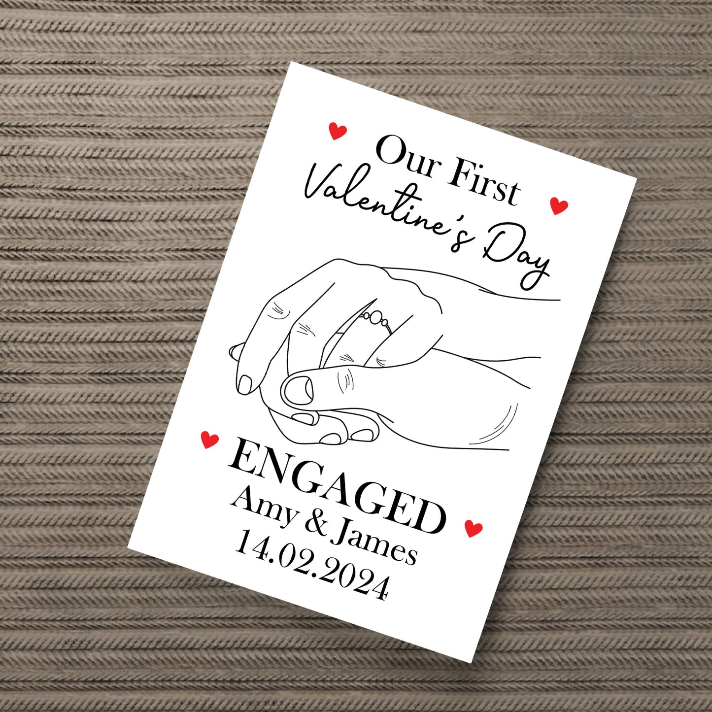 1st Valentines Day Engaged Personalised Print Gifts for Him Her