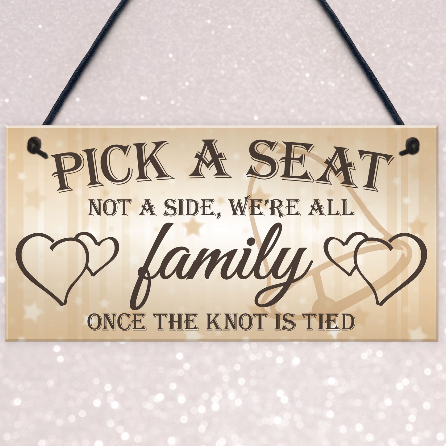 We're All Family Cute Hanging Wedding Day Message Plaque