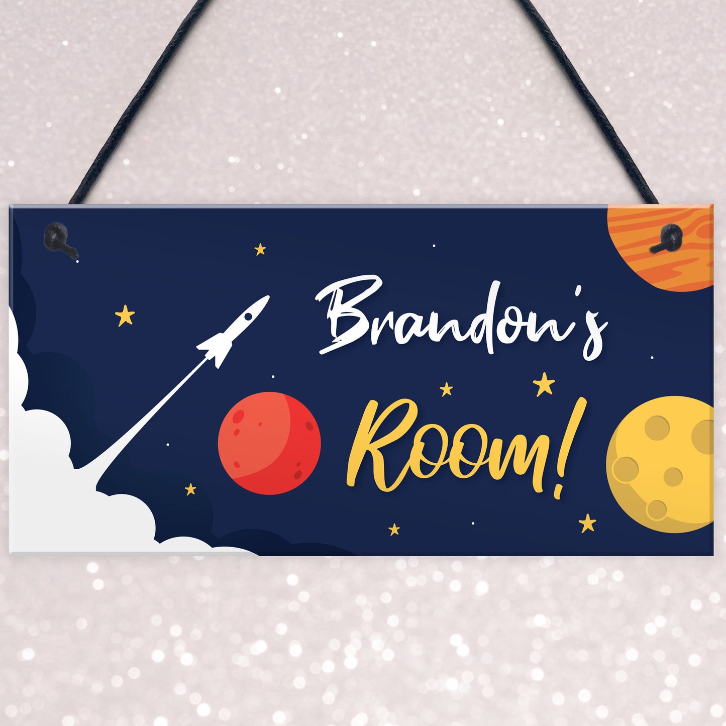 Personalised Door Space Theme Sign Kids Bedroom Grandson Son