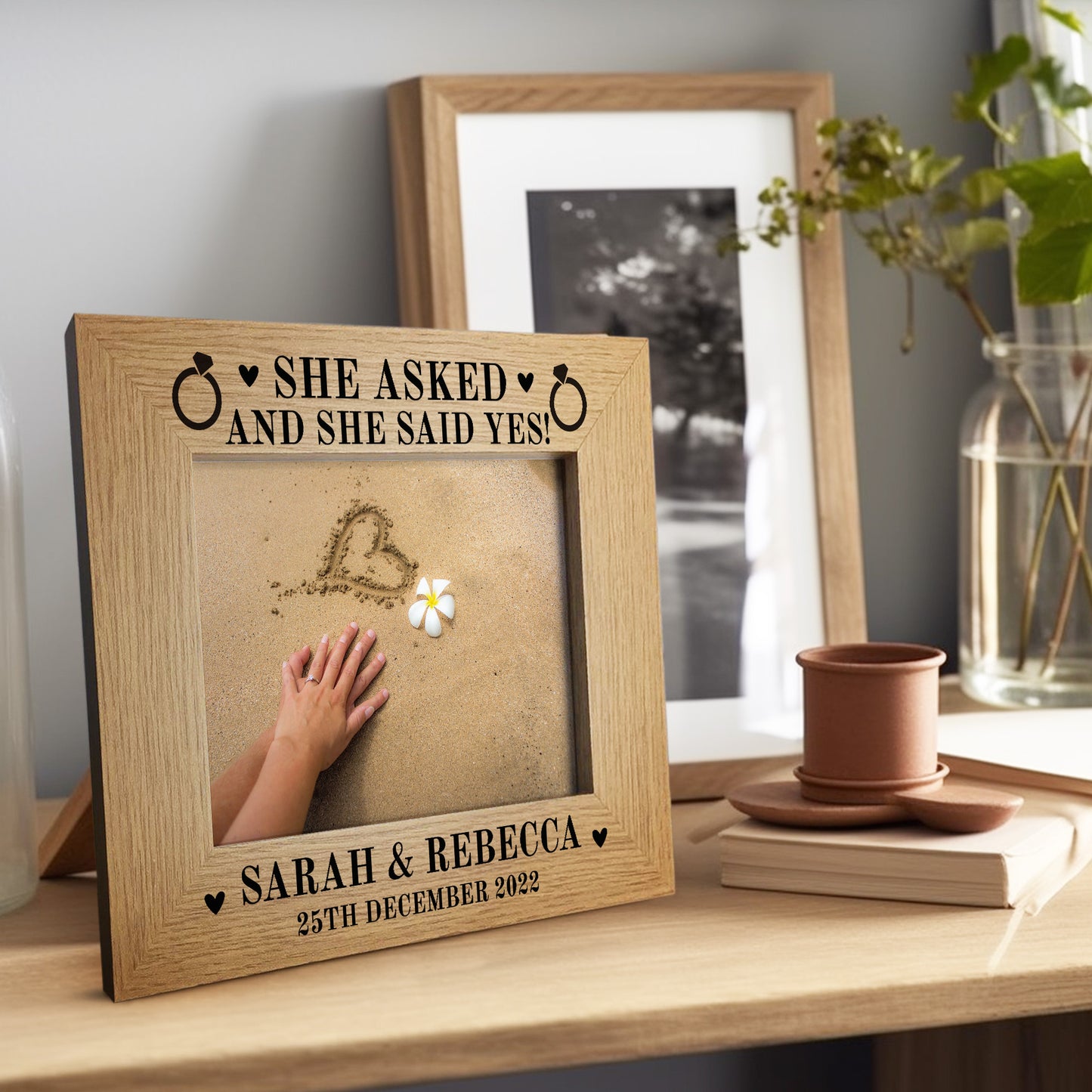 She Asked & She Said Yes PERSONALISED Engagement Memory Frame