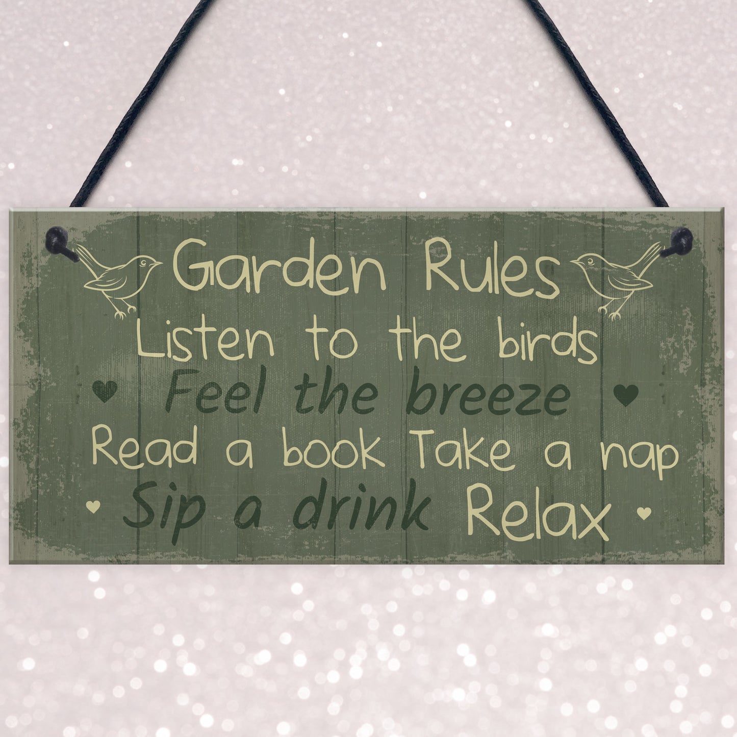 Garden Rules Sign Hanging Plaque Shed Sign Summer House Plaque