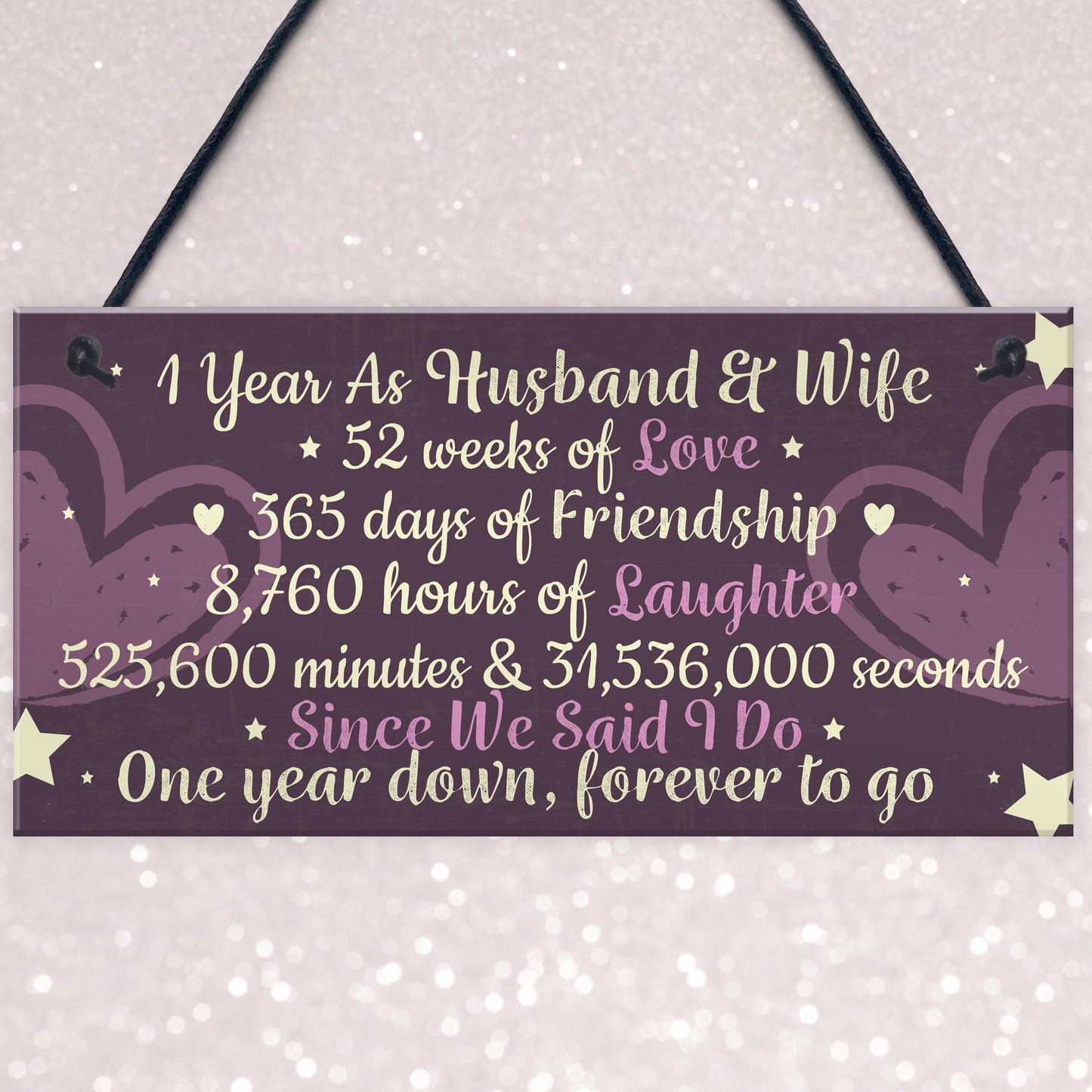 1st Wedding Anniversary Gift Plaque First Wedding Anniversary