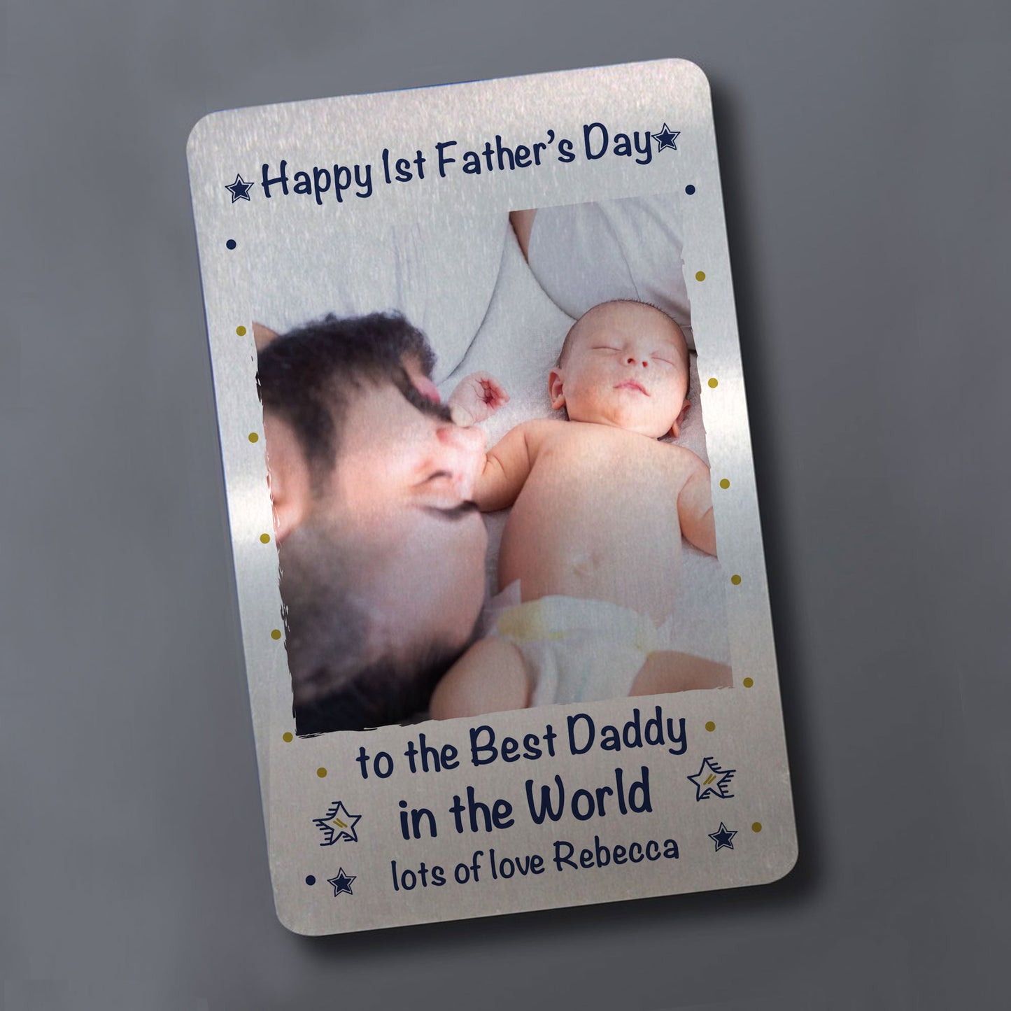 Personalised 1st Fathers Day Gift For Dad Metal Wallet Insert