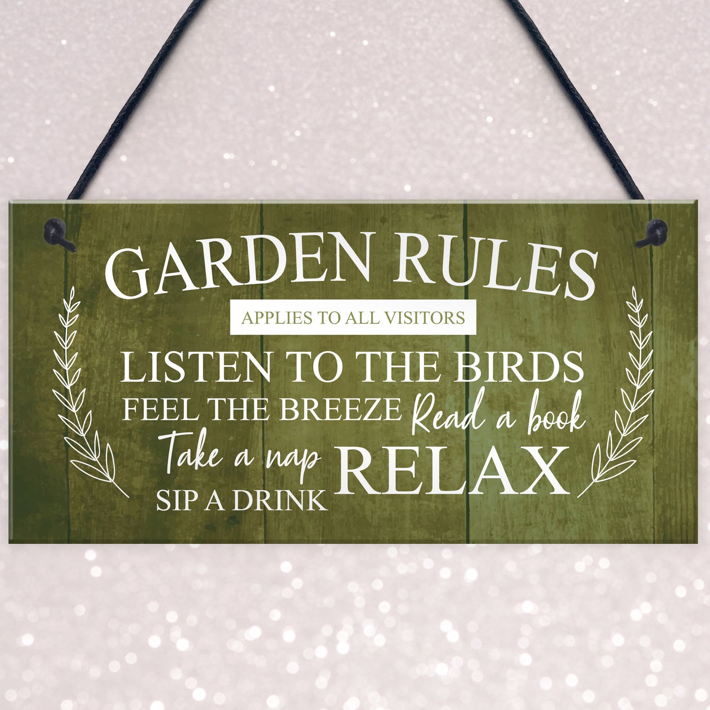 Garden Rules Sign Hanging Wall Shed Summer House Sign Rustic