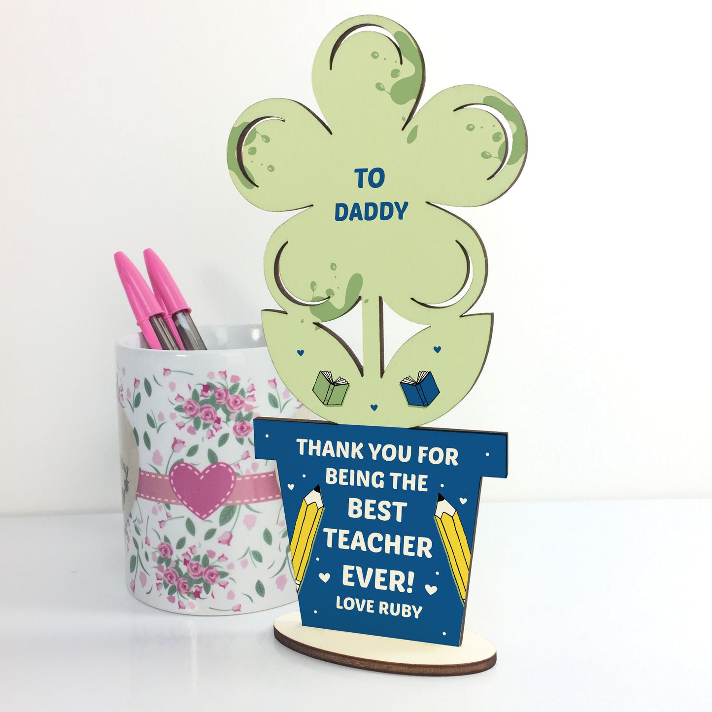 Personalised Teacher Gift For Dad Wooden Heart Thank You Gift