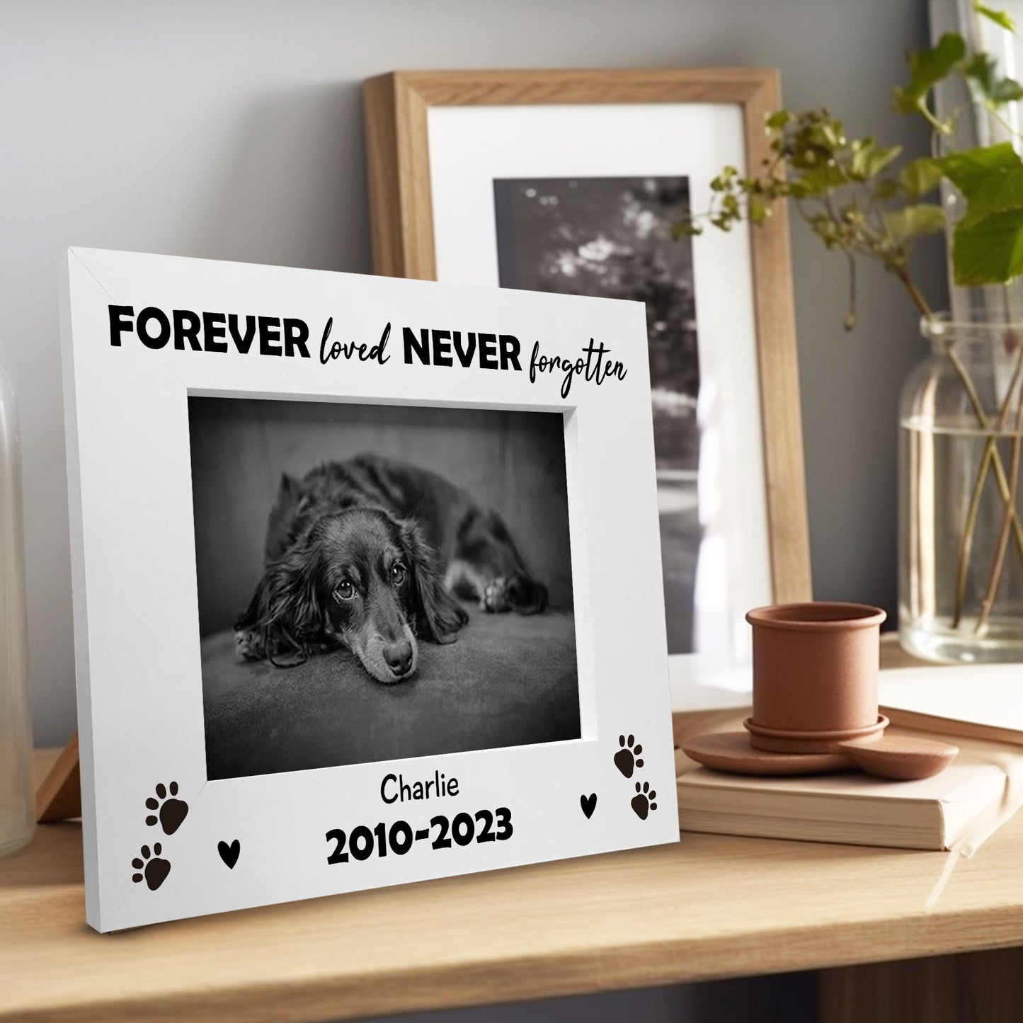 Personalised Pet Wooden Photo Frame Dog Puppy Gift Handmade