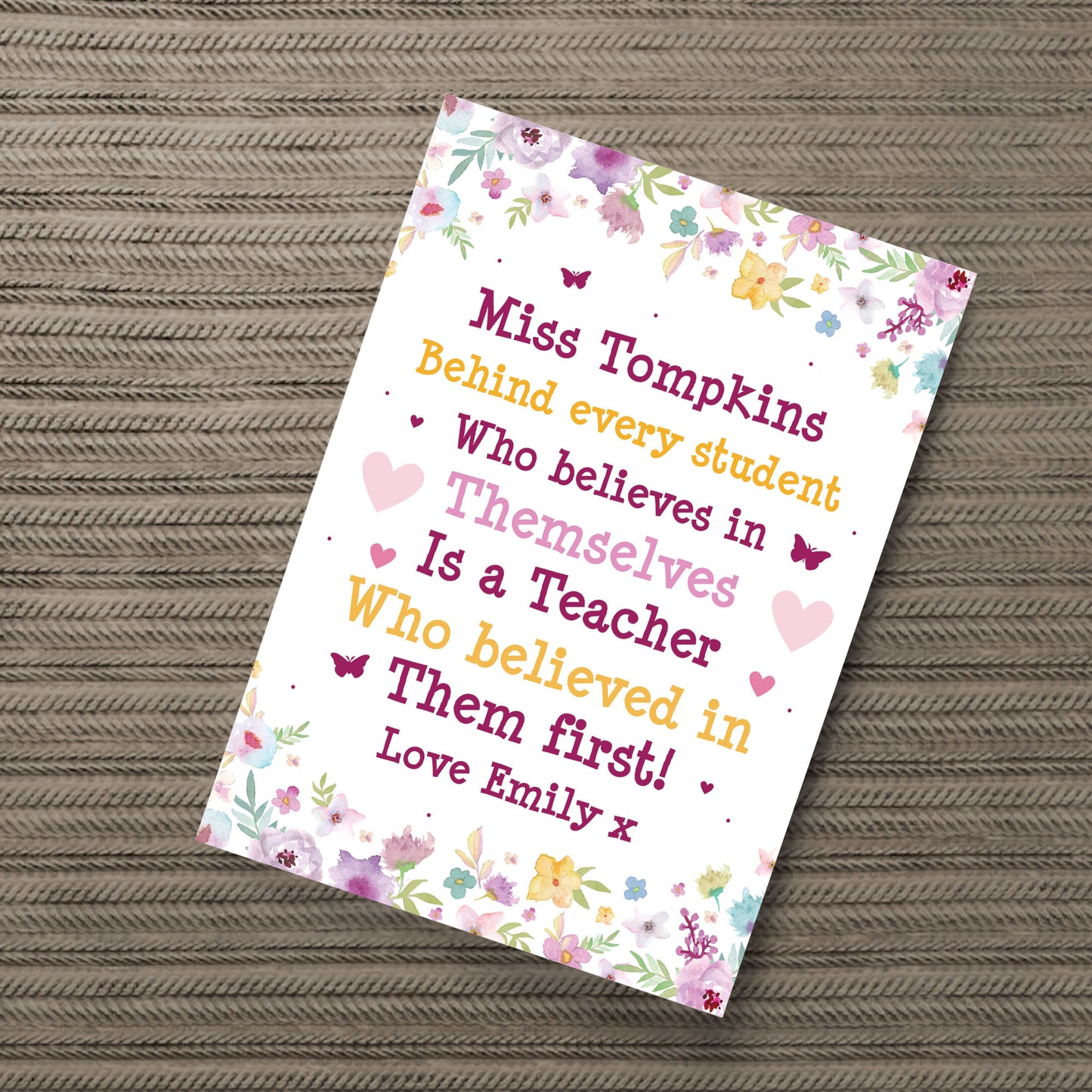 Teacher Leaving School Nursery Gift Personalised Floral Print