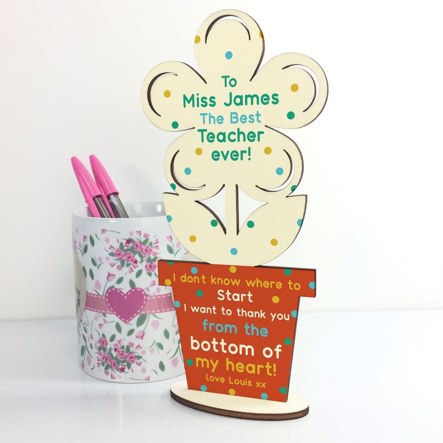 Teacher Gifts Personalised Flower BEST TEACHER Thank You Gift