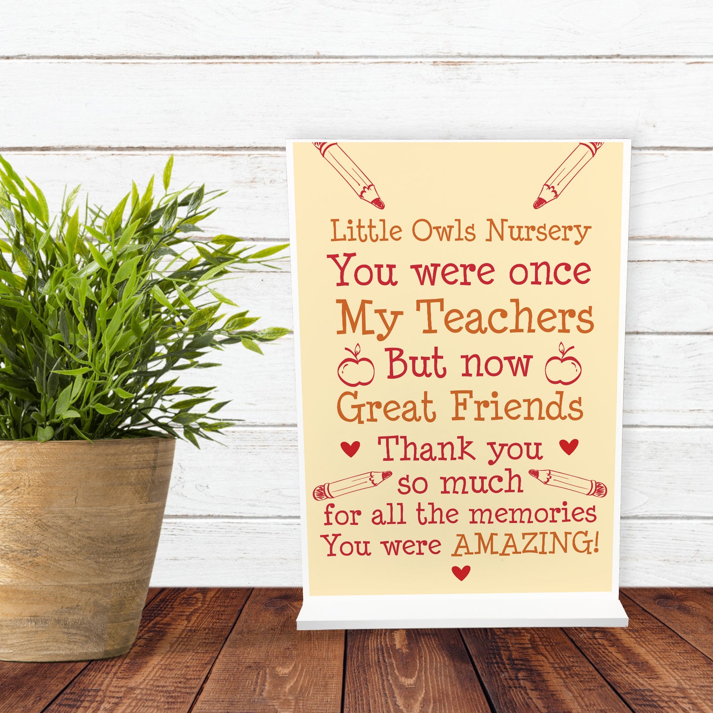 Personalised Teacher Gift Standing Plaque Classroom Sign