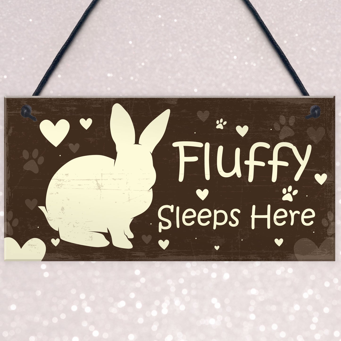 Pet Rabbit Sign For Hutch Sleeps Here Personalised Run Cage Sign