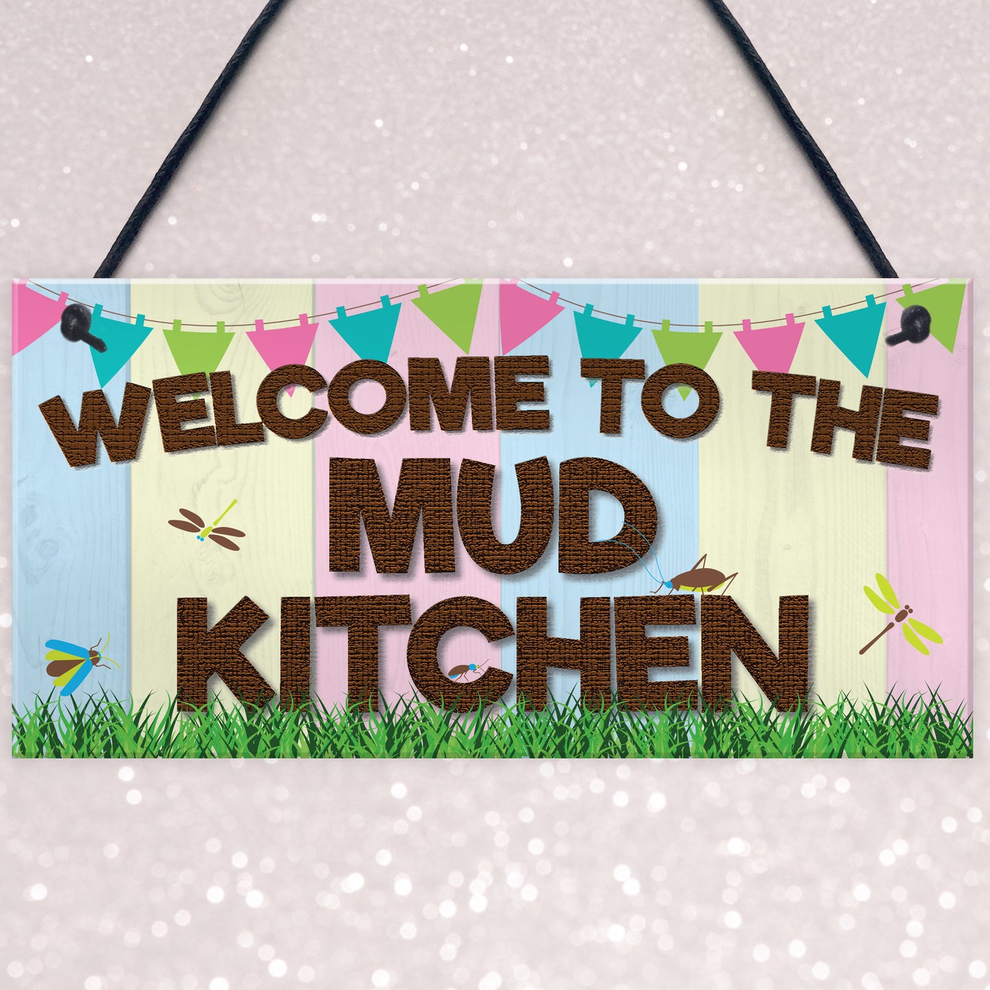 Welcome Mud Kitchen Home School Garden Outdoor Hanging Plaque