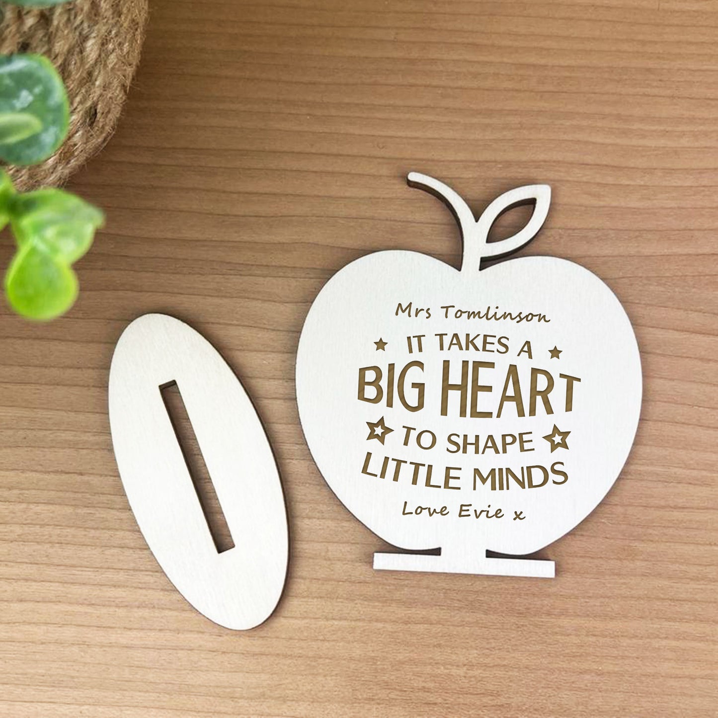 Thank You Teacher Gift Wood Apple School Nursery Pre School Gift