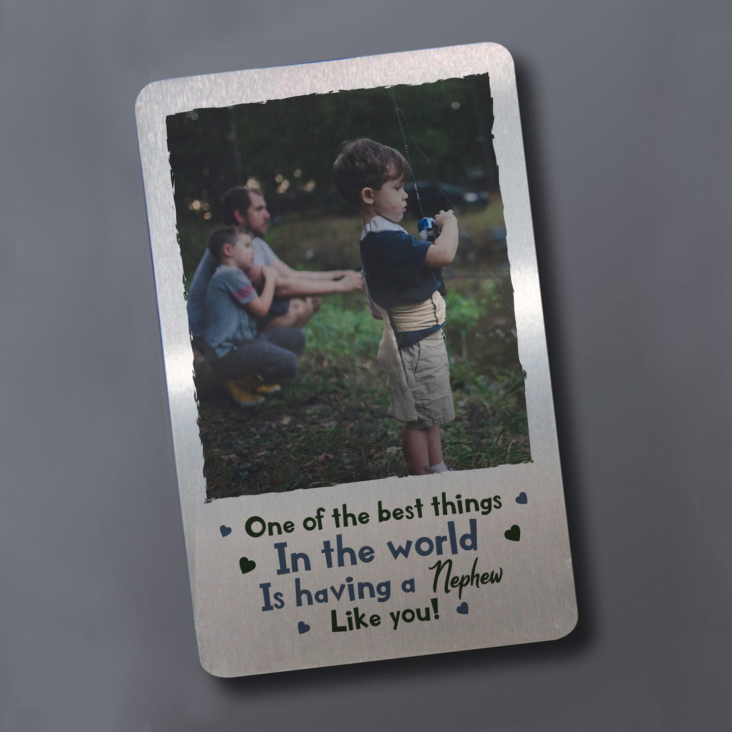 Personalised Metal Photo Card For Nephew Novelty Birthday Gift