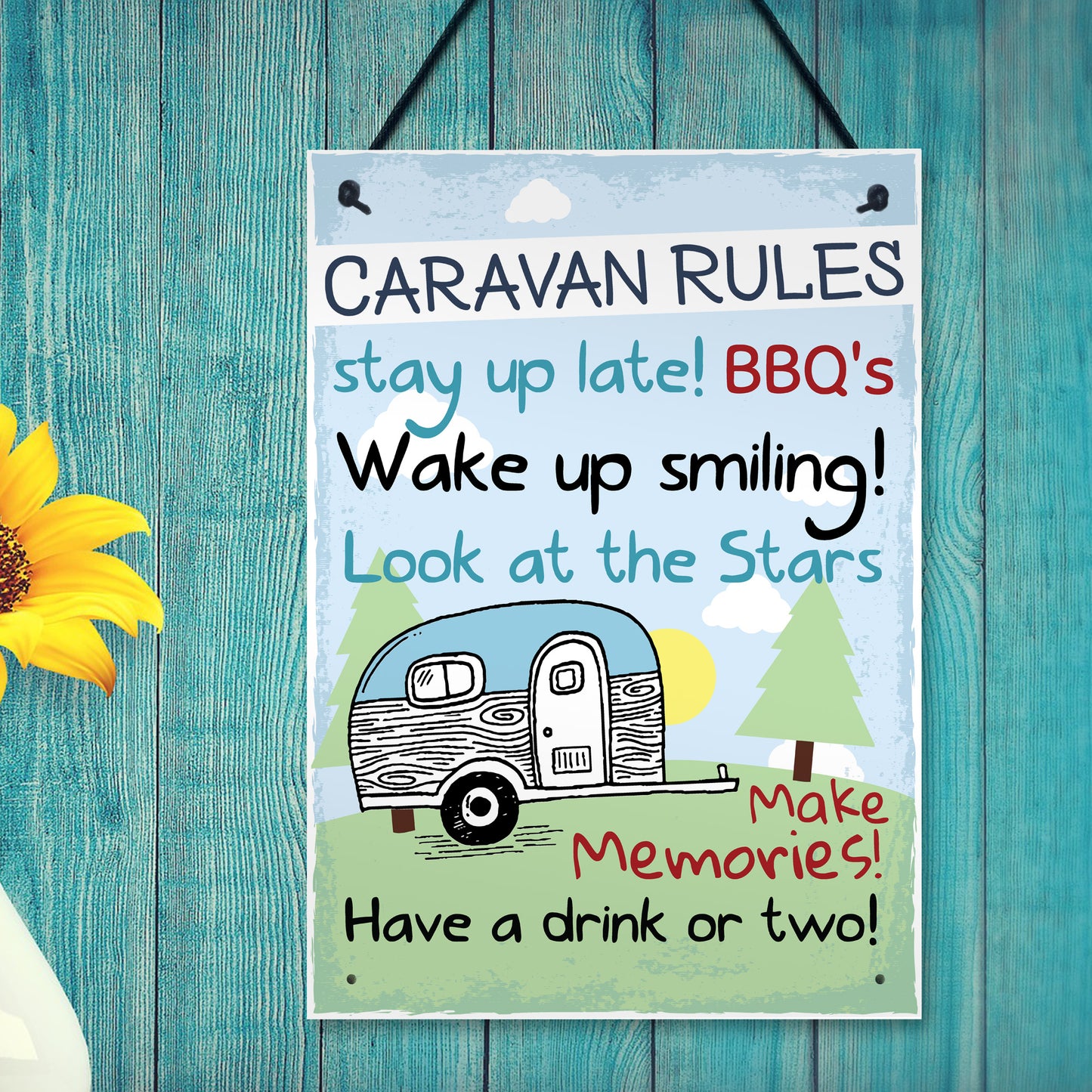 Caravan MotorHome Rules Novelty Gift Plaque Garden Sign