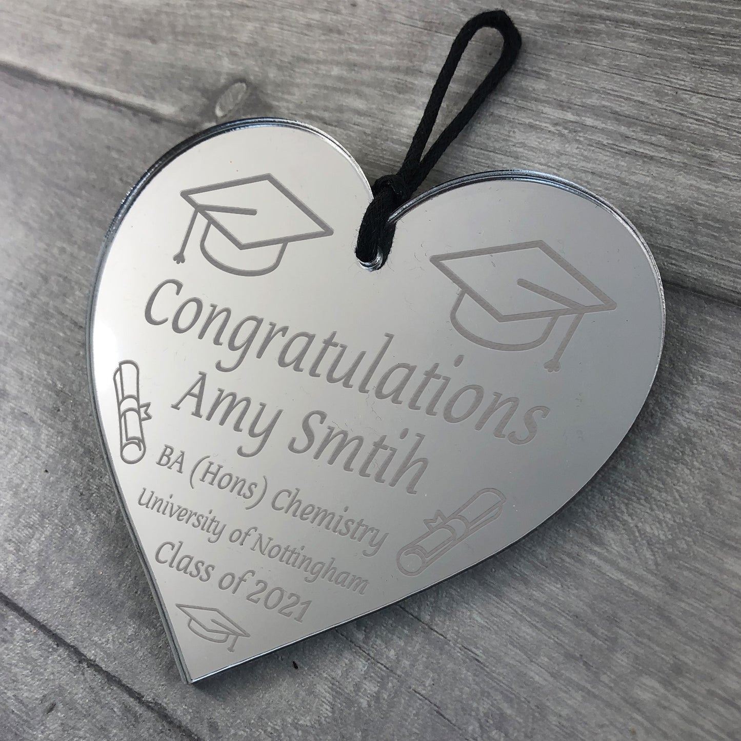 Graduation Gifts Decorations Personalised Engraved Heart Leaving