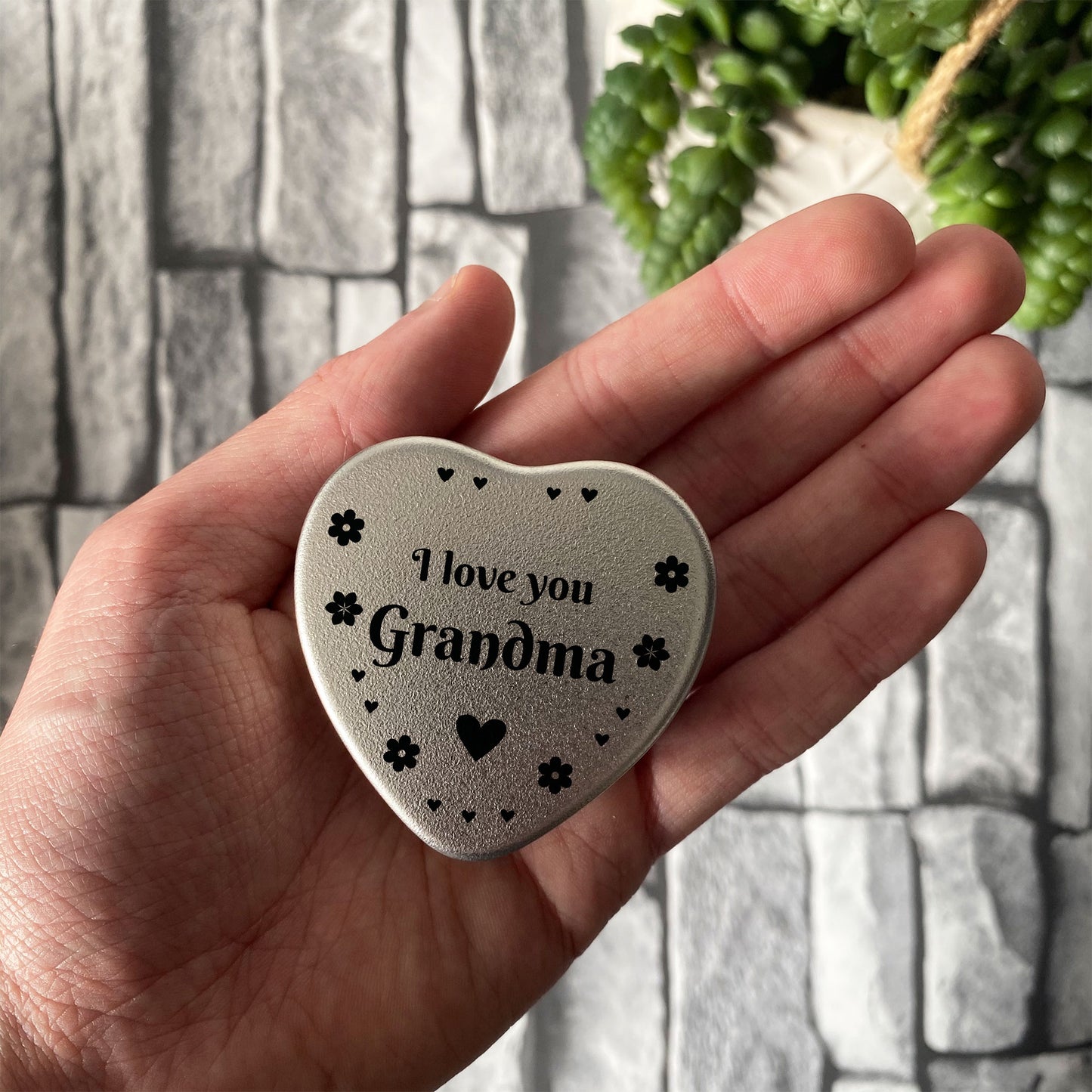 Silver Heart Tin Grandma Gift Christmas Birthday Present