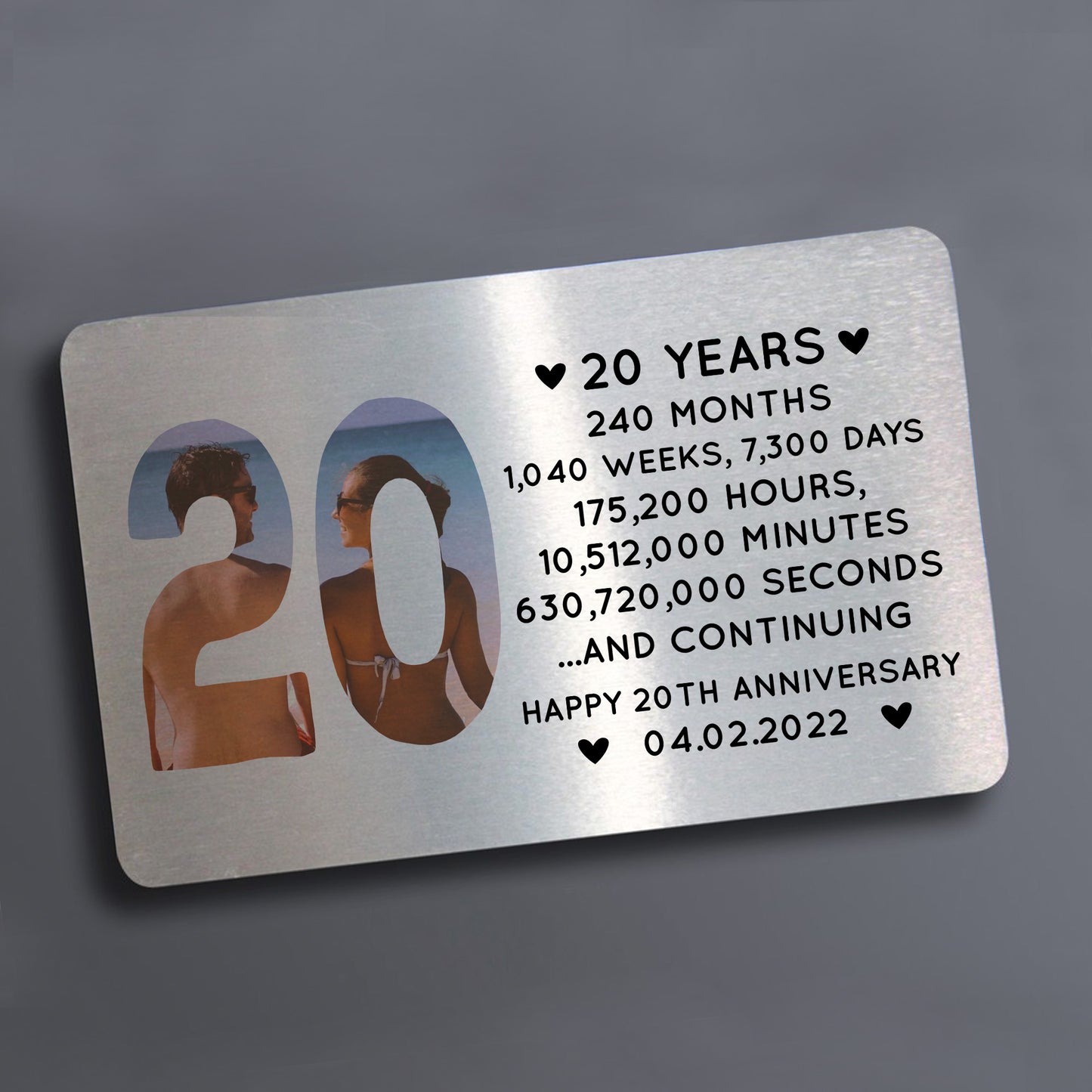 20th Anniversary Gift Personalised Card Gift For Husband Wife