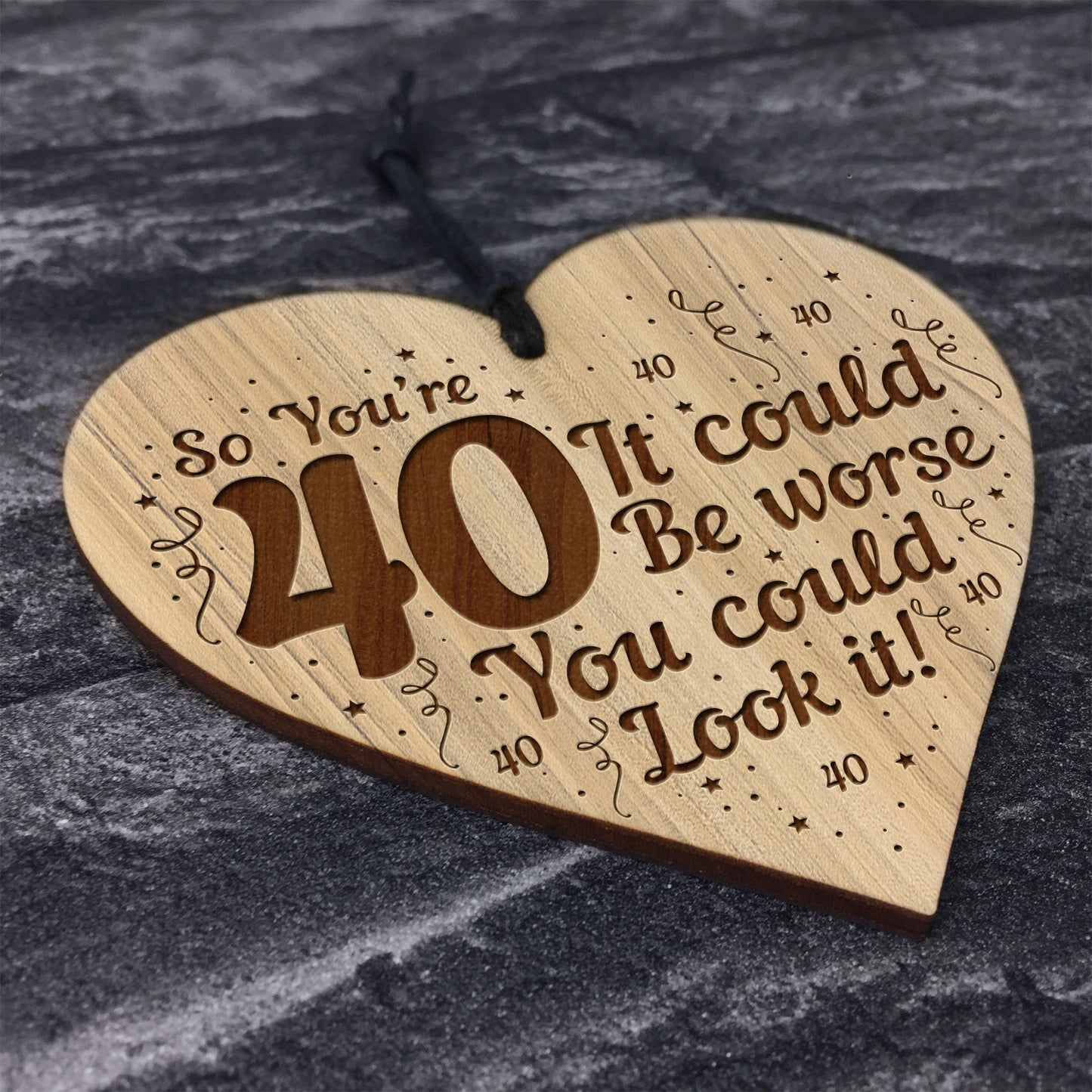 40th Birthday Gift For Friend Engraved Heart Funny Joke 40th