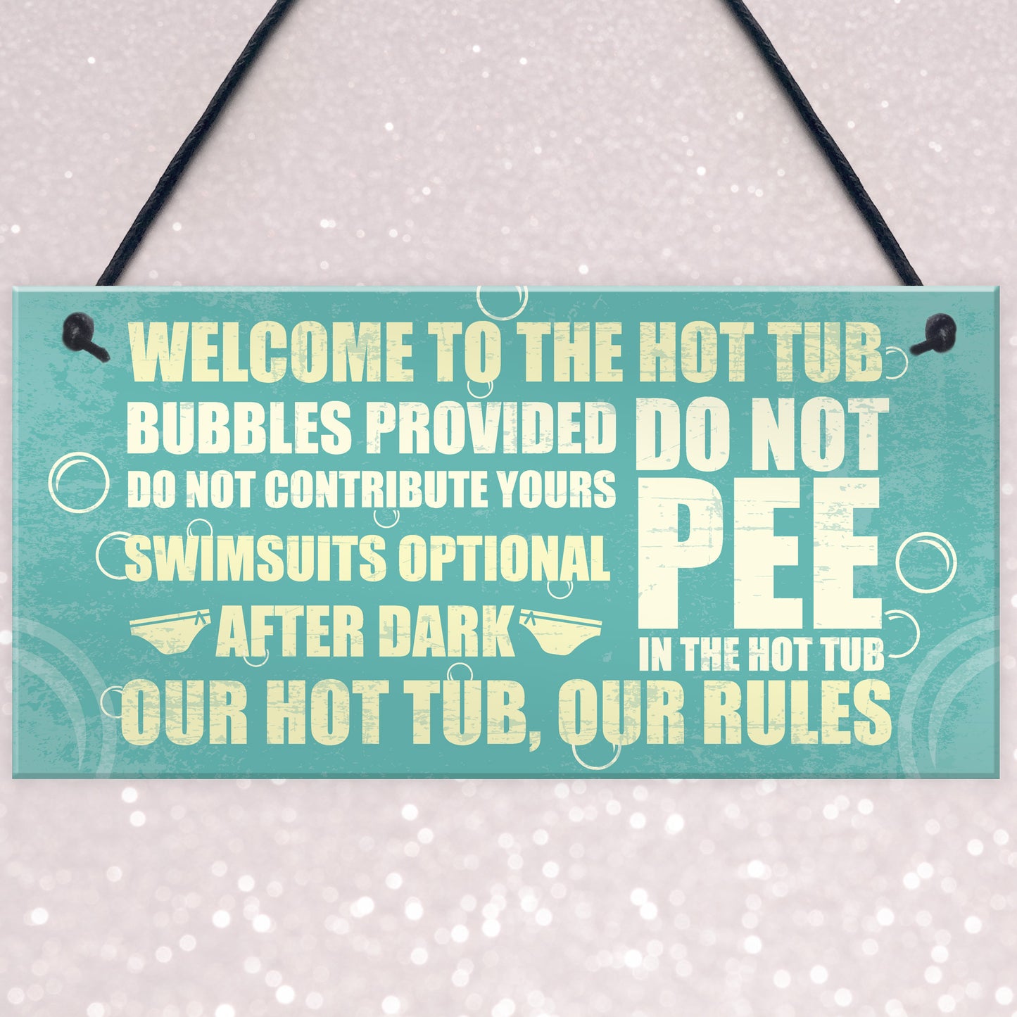 Welcome Hot Tub Rules Hanging Garden Jacuzzi Shed Novelty Sign