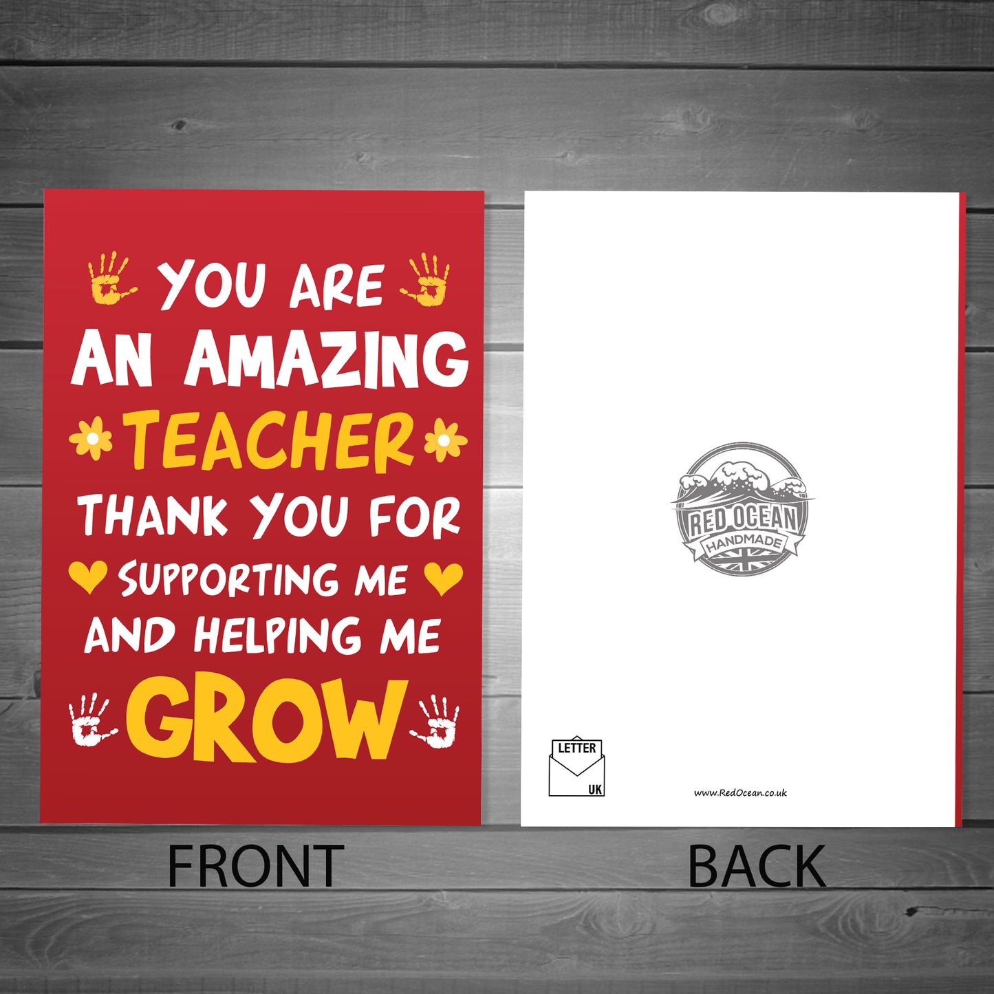 TEACHER CARD Thank You Card For Him Her Appreciation Card