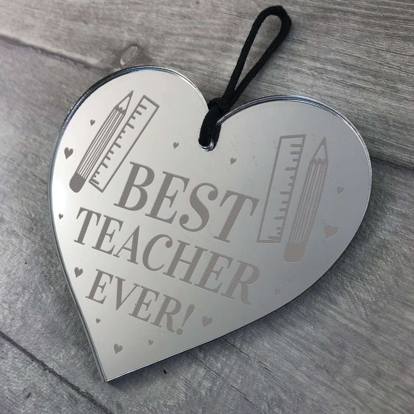 BEST TEACHER EVER Gift Engraved Heart Thank You Gift For Teacher