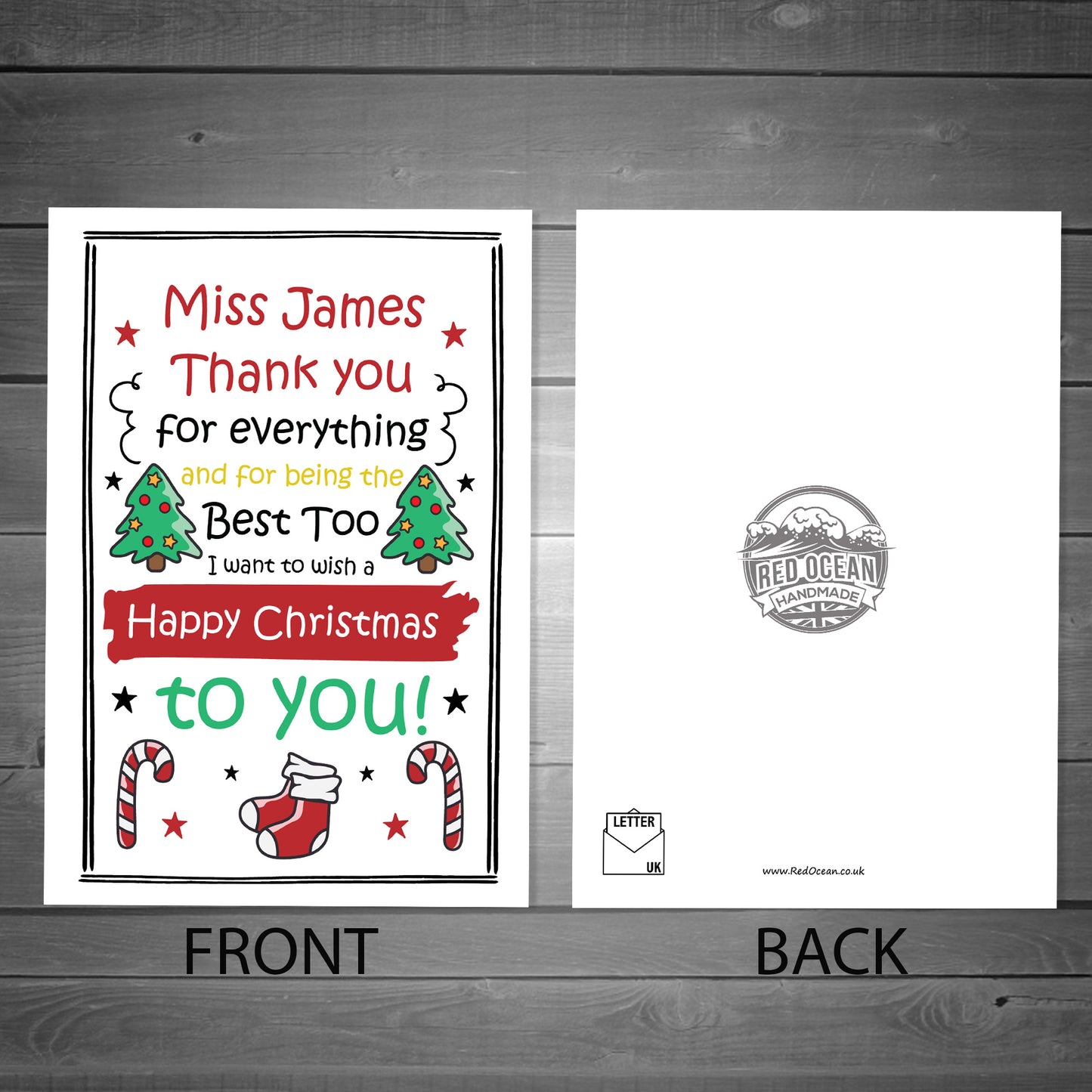 Christmas Card For Teacher Personalised Thank You Card Nursery