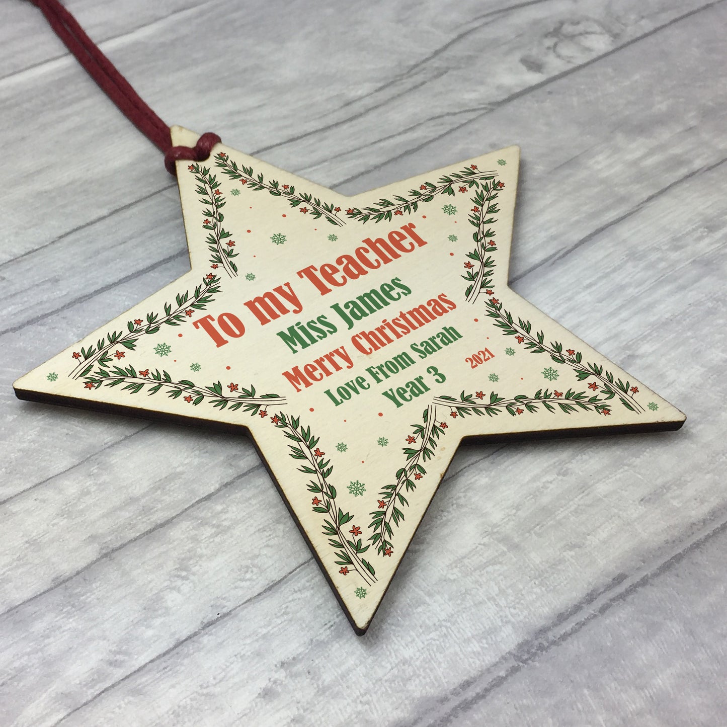 PERSONALISED Gift For Teacher Christmas Hanging Bauble