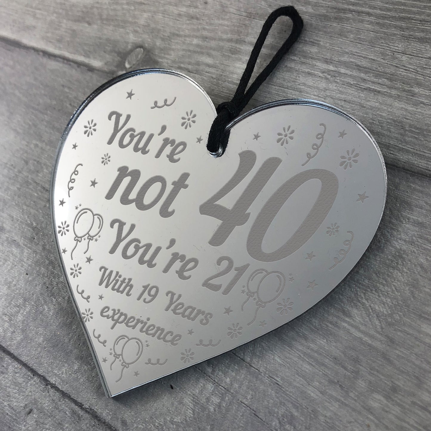 Novelty 40th Birthday Gifts Mirrored Acrylic Heart Birthday Gift