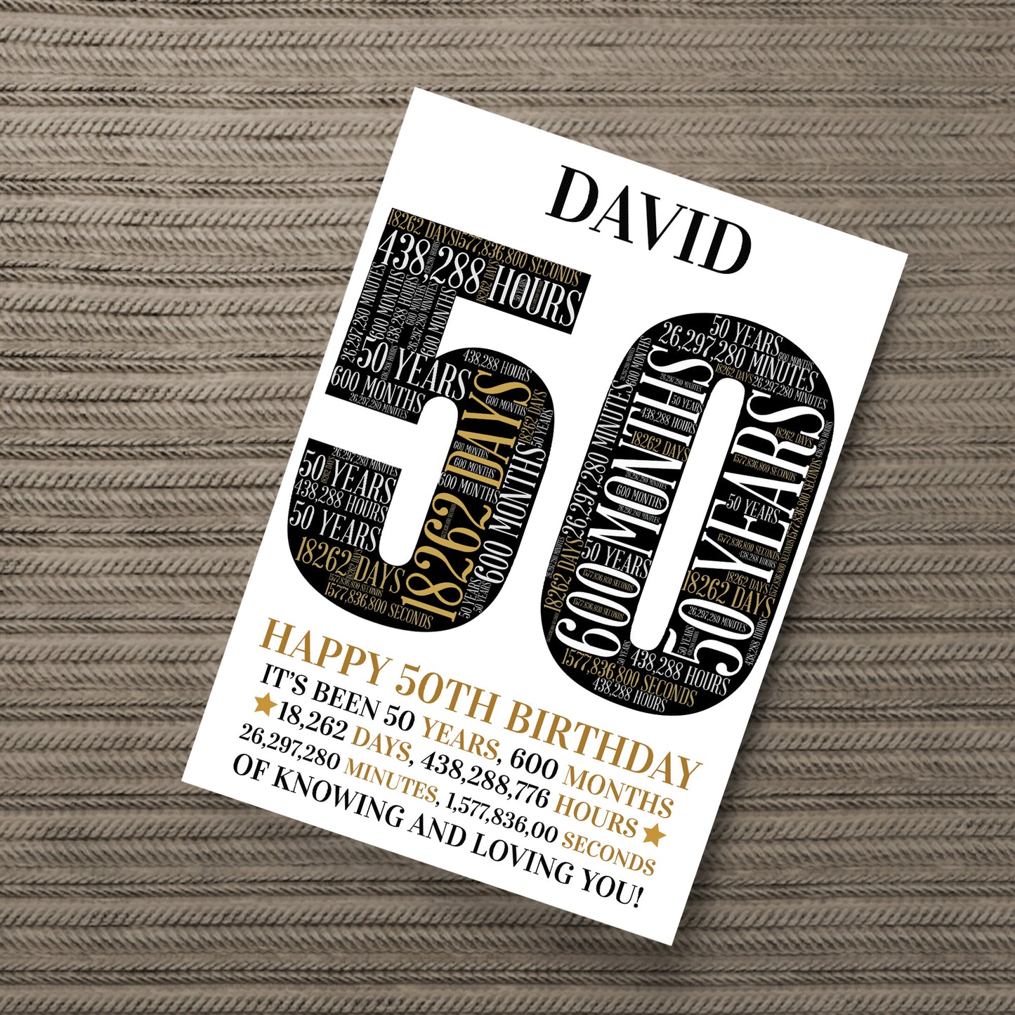 Personalised 50th Birthday Gift 50th Word Art Print 50th Gifts