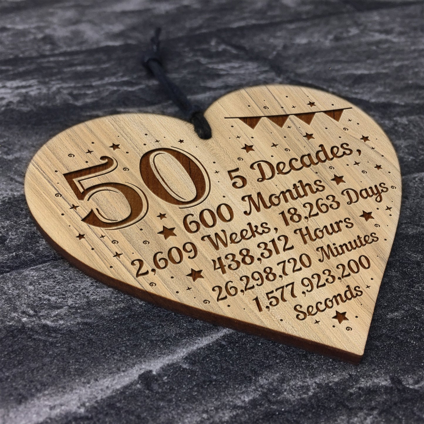 Funny 50th Birthday Gift For Him Her Engraved Wood Heart