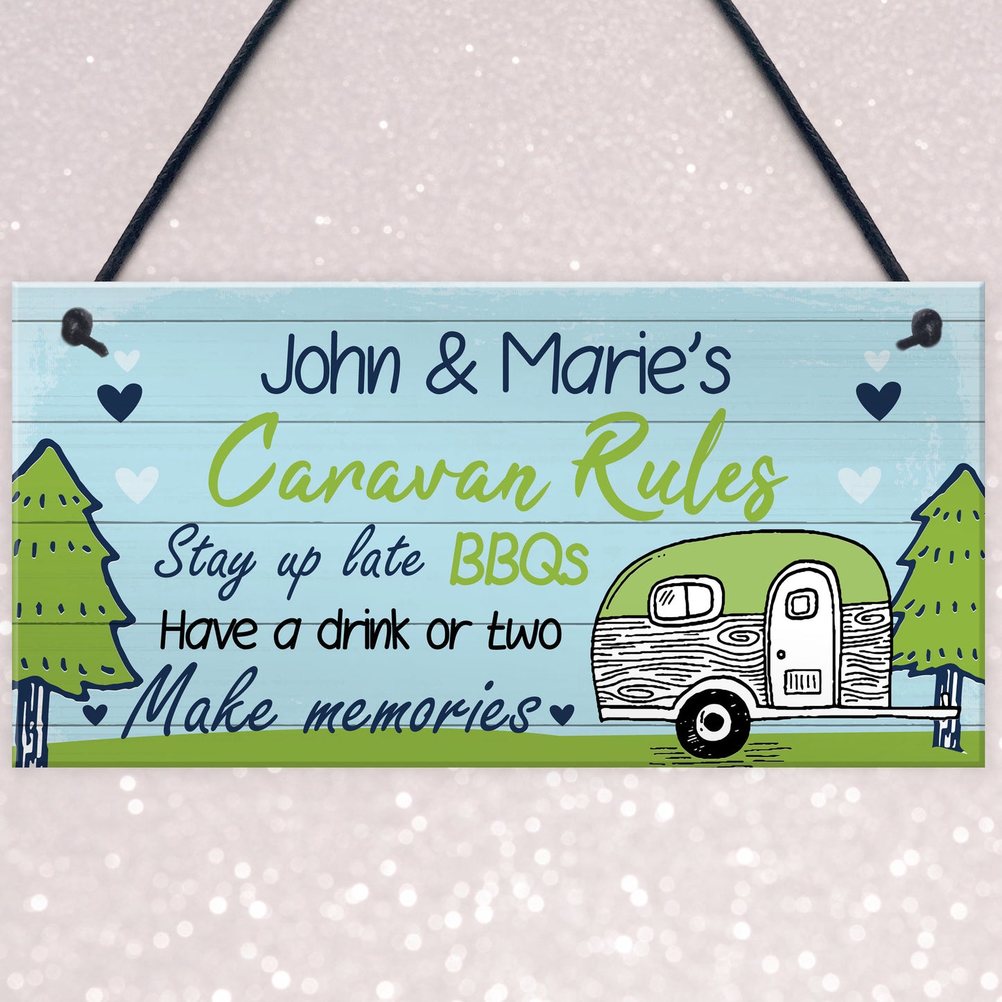 PERSONALISED Caravan Sign Hanging Caravan Rules Sign Novelty