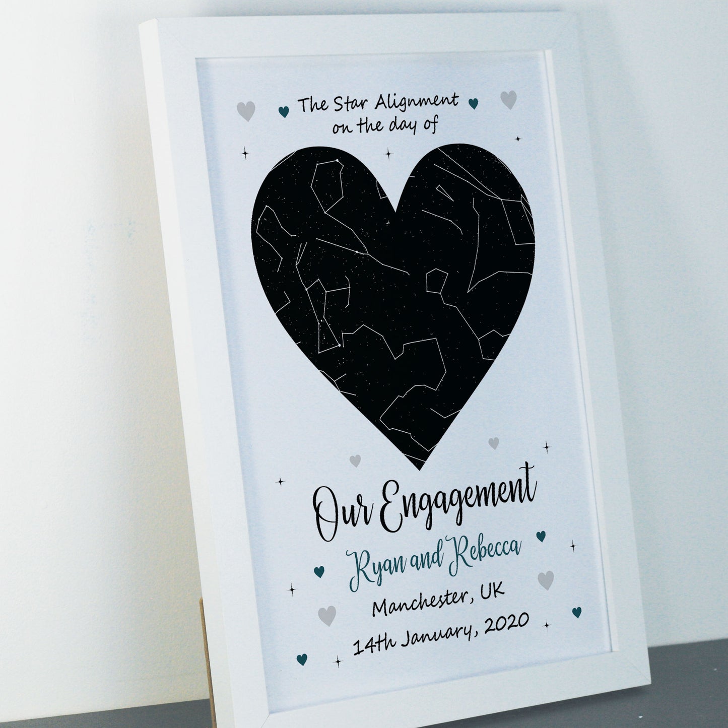 Engagement Gift Personalised Framed Star Print Gift For Him Her