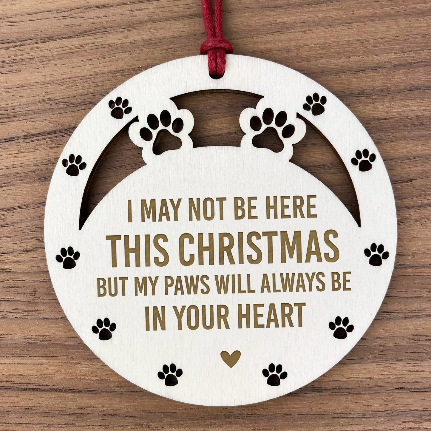 Wooden Dog Cat Pet Memorial Christmas Tree Decoration Bauble