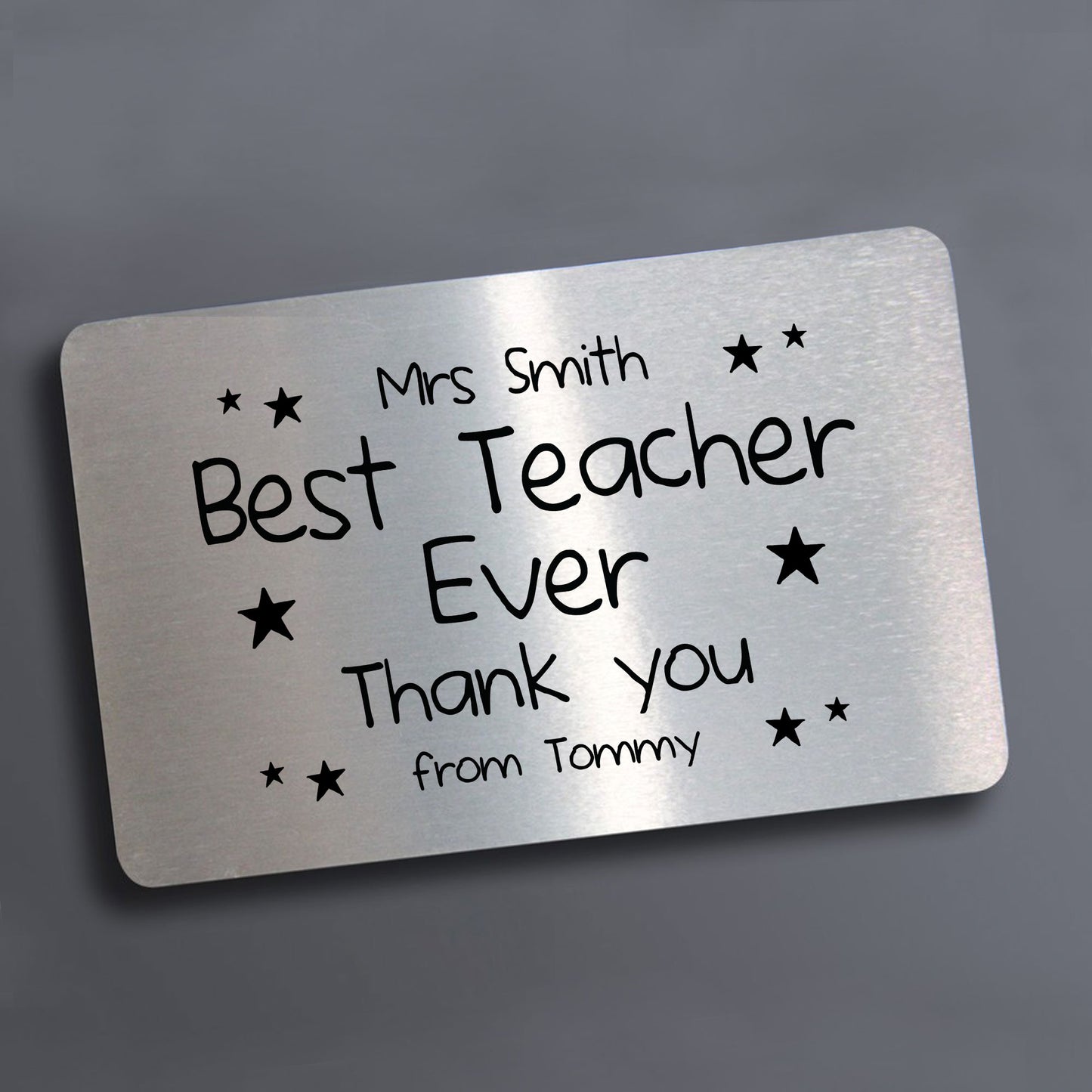 Personalised Best Teacher Thank You Metal Wallet Card Christmas