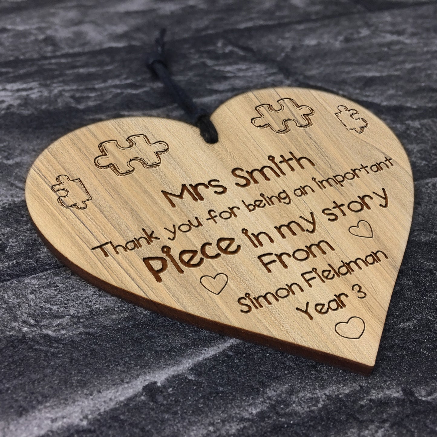 Thank You Piece In My Story Gift For Teacher Personalised Heart