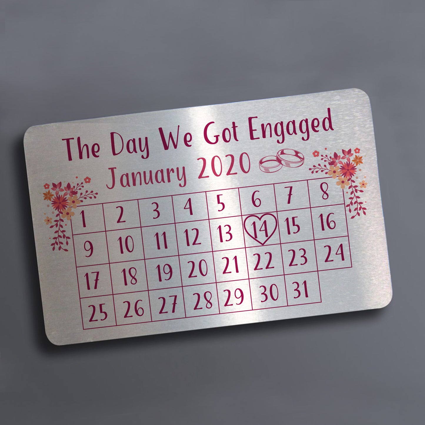 Personalised Engagement Wedding Gift Metal Wallet Purse Card