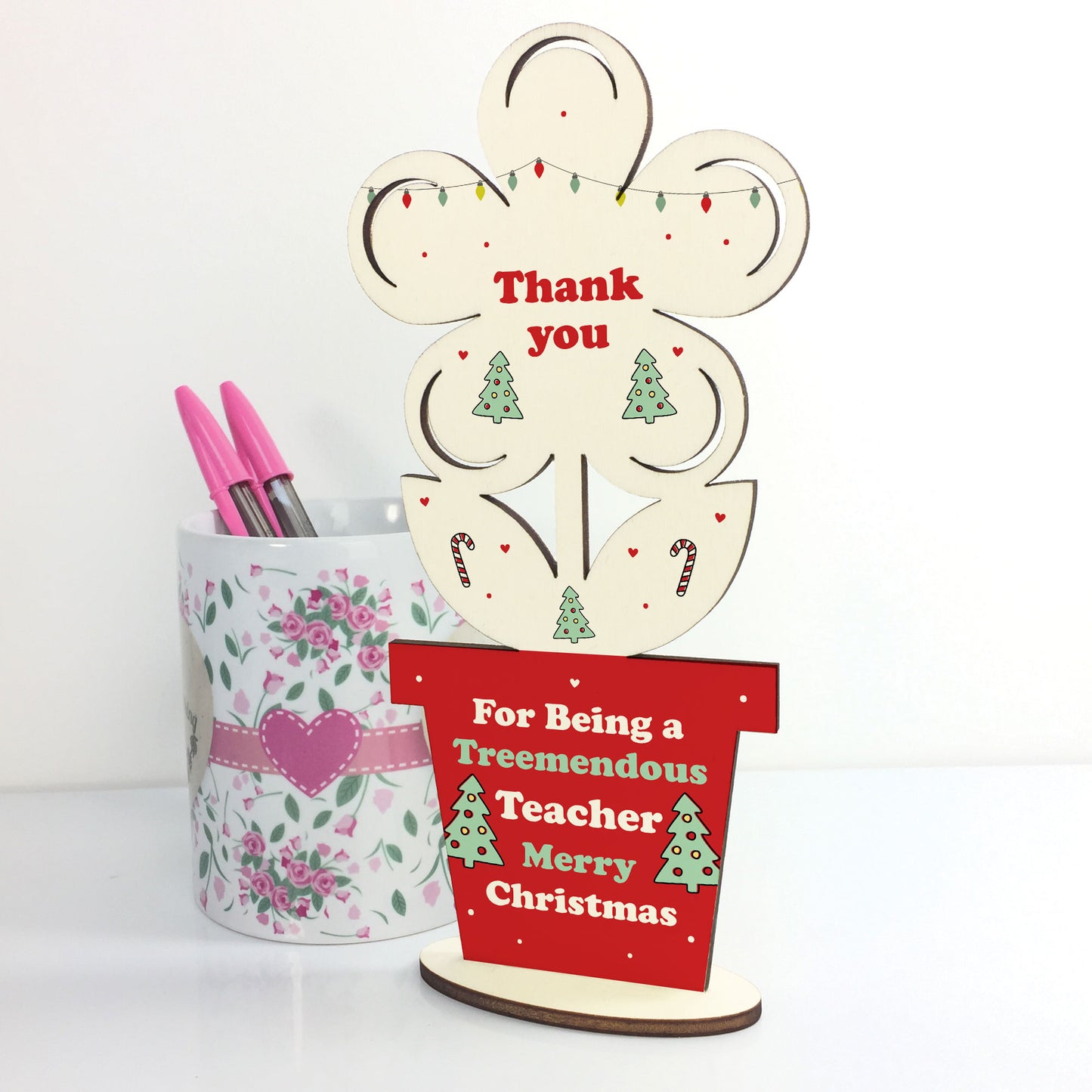 Thank You Christmas Gift For Teacher Standing Wood Flower